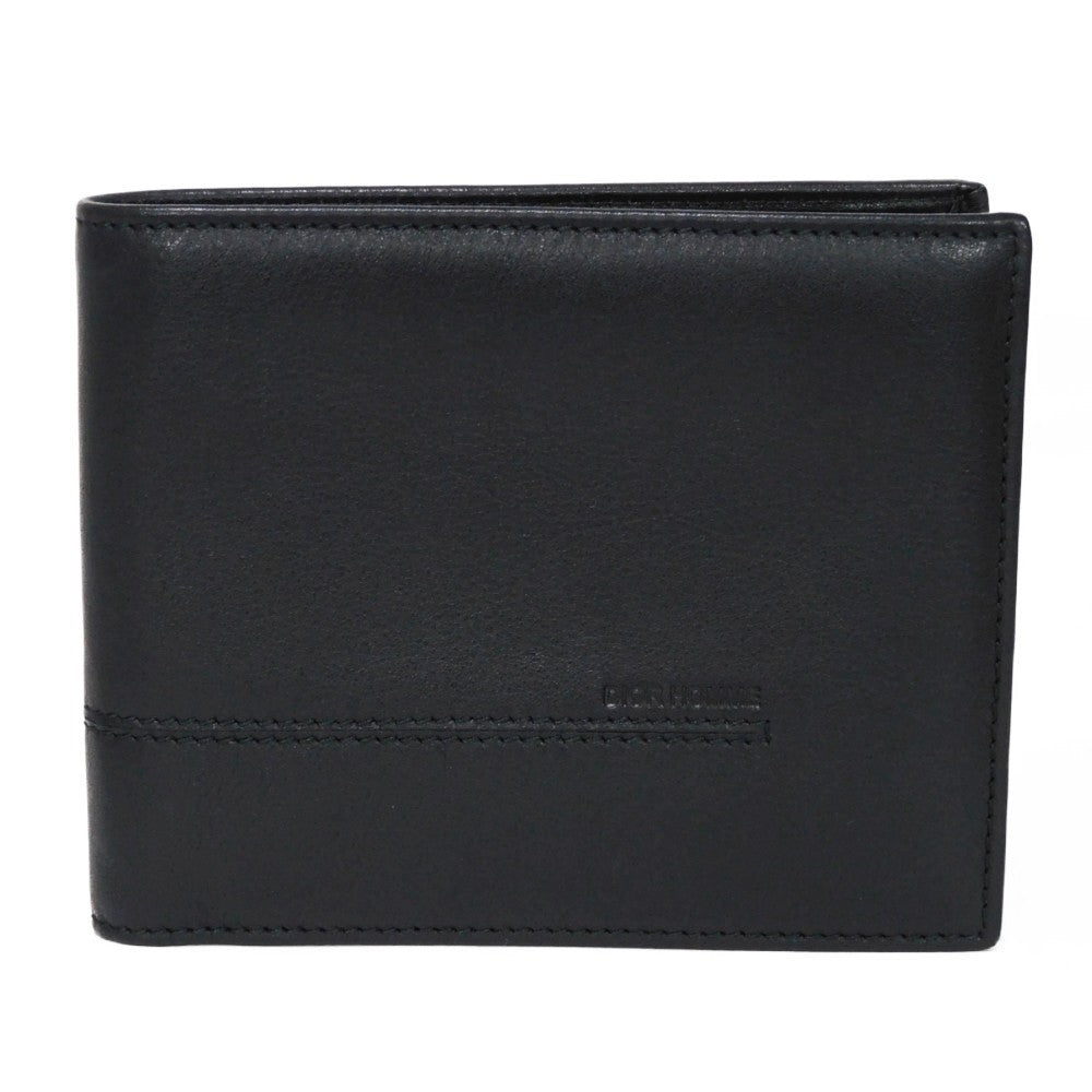 Dior Homme Bifold Wallet Smooth Calfskin Leather Black Smooth Calfskin Billfold Card Case Pass Case
