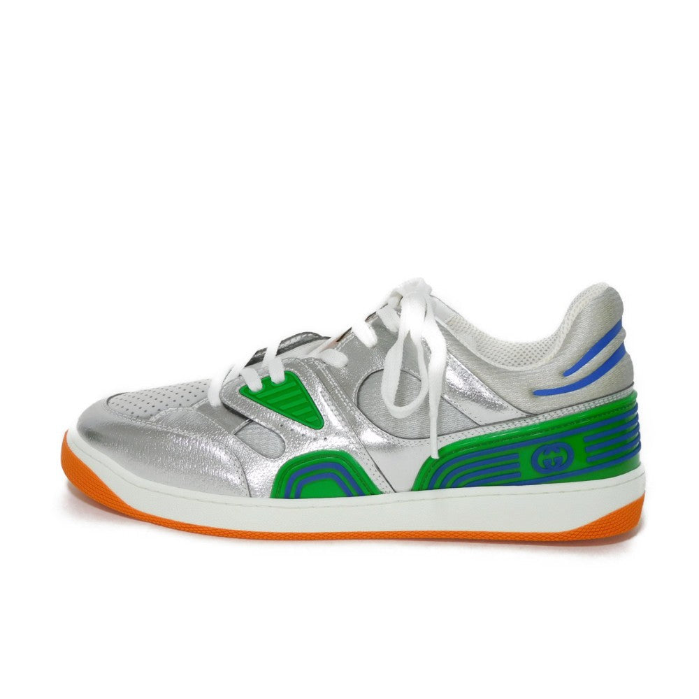 Gucci Sneakers 722429 Aaa9I 8141 Fabric X Rubber Sole Silver Green Low Top Unused Interlocking G