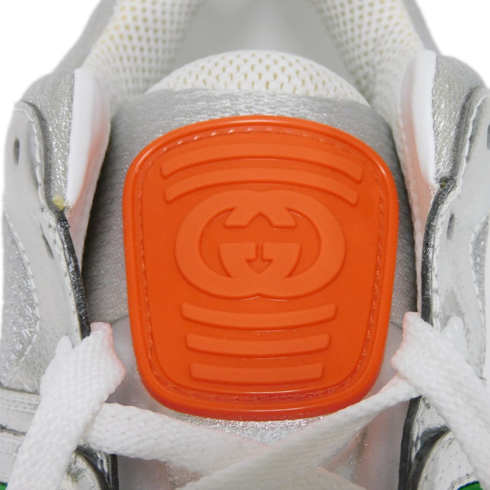 Gucci Sneakers 722429 Aaa9I 8141 Fabric X Rubber Sole Silver Green Low Top Unused Interlocking G