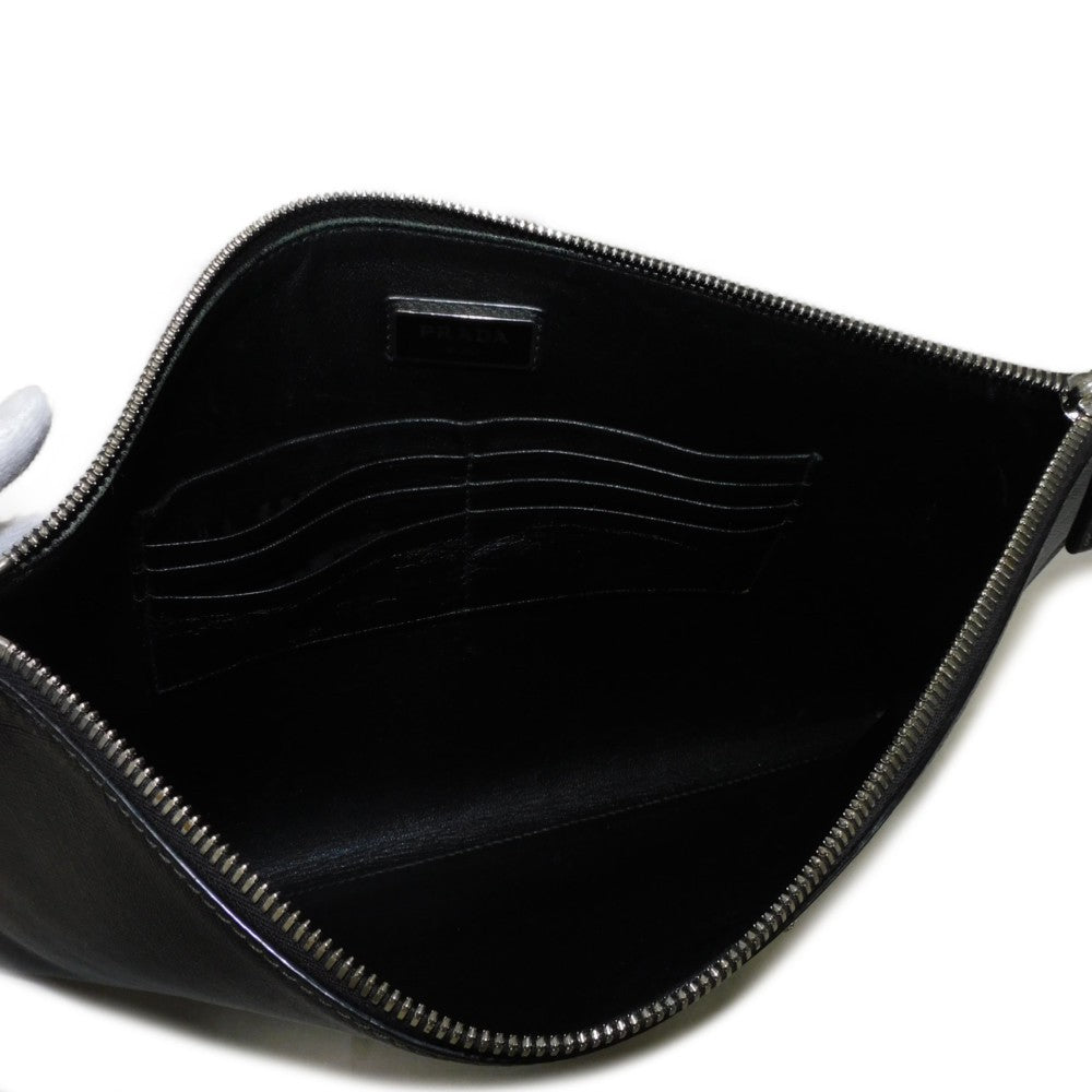 Prada Shoulder Bag 2Vh073 2Bov F0C5Z Safiano Leather (Stamped) Black Saffiano 2Way Triangle Logo