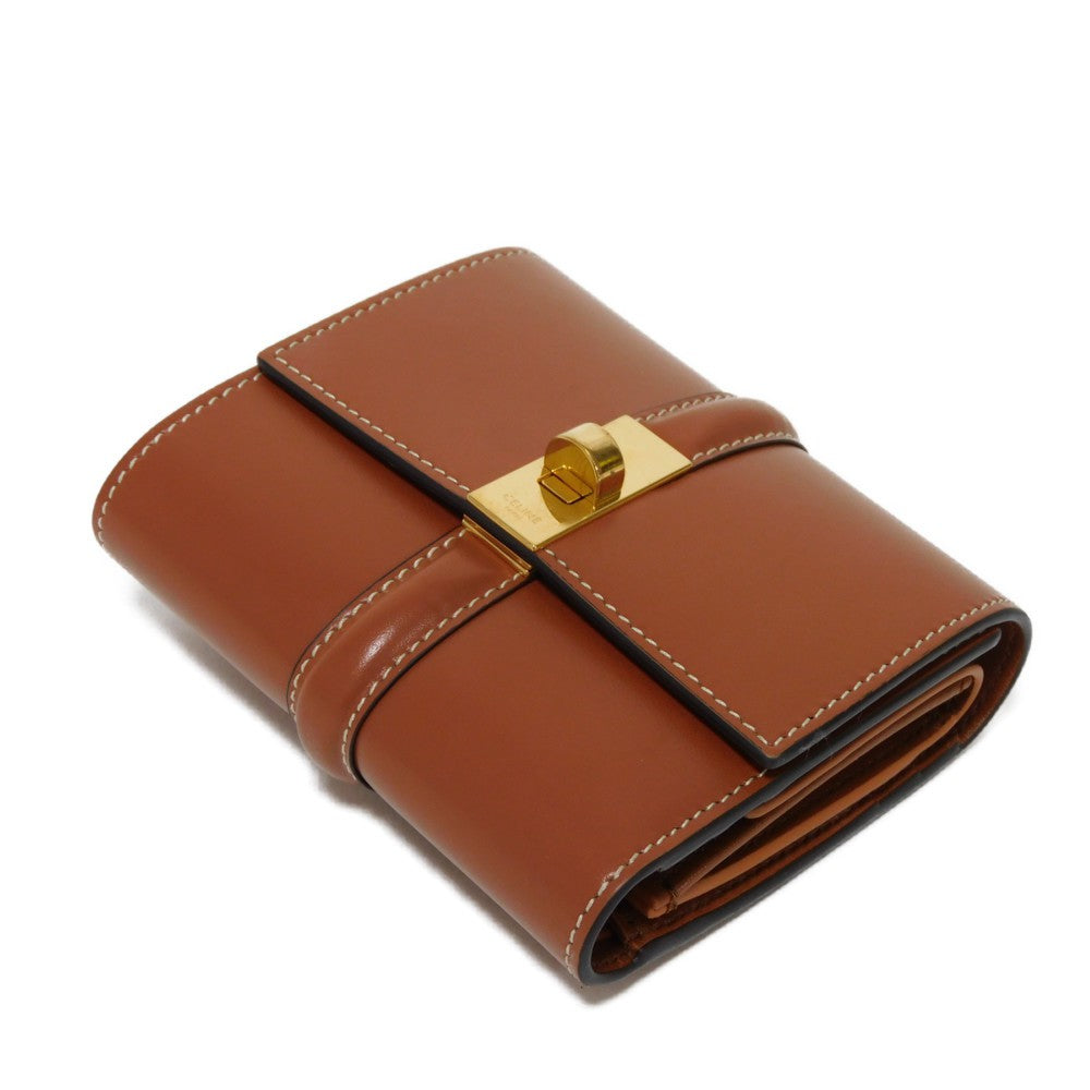 Celine Tri-Fold Wallet 10F523Cq7.04Lu Satin Calfskin Brown Current Calfskin Brown Turnlock Sese