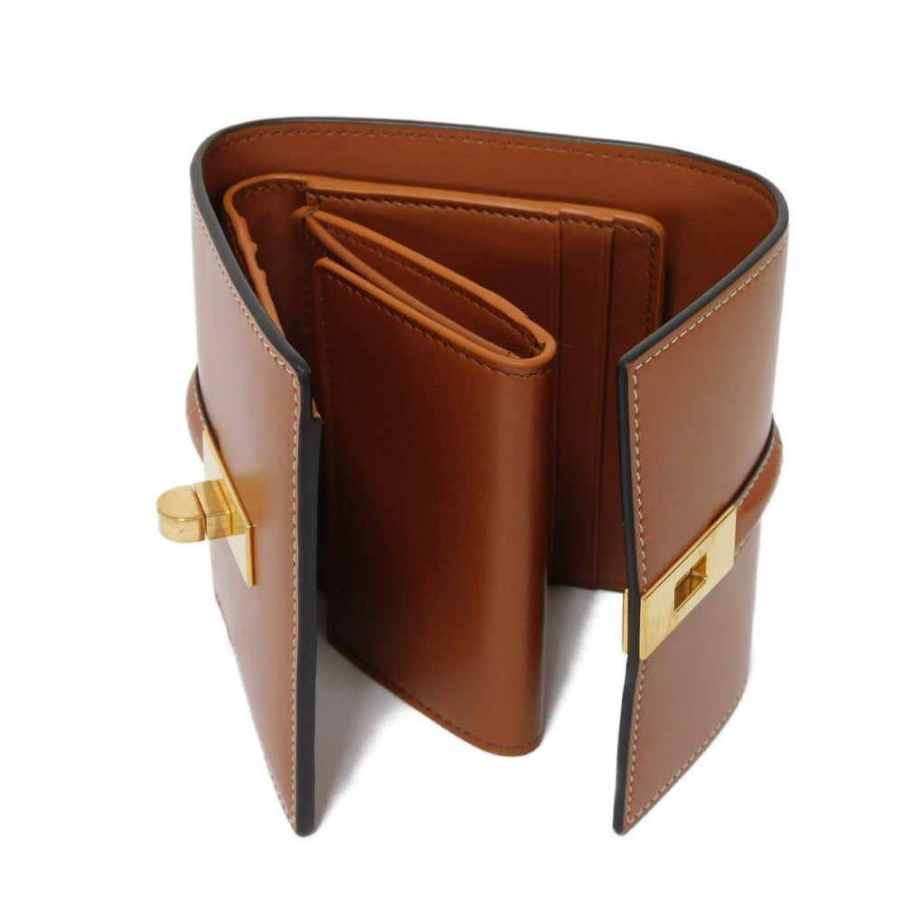 Celine Tri-Fold Wallet 10F523Cq7.04Lu Satin Calfskin Brown Current Calfskin Brown Turnlock Sese
