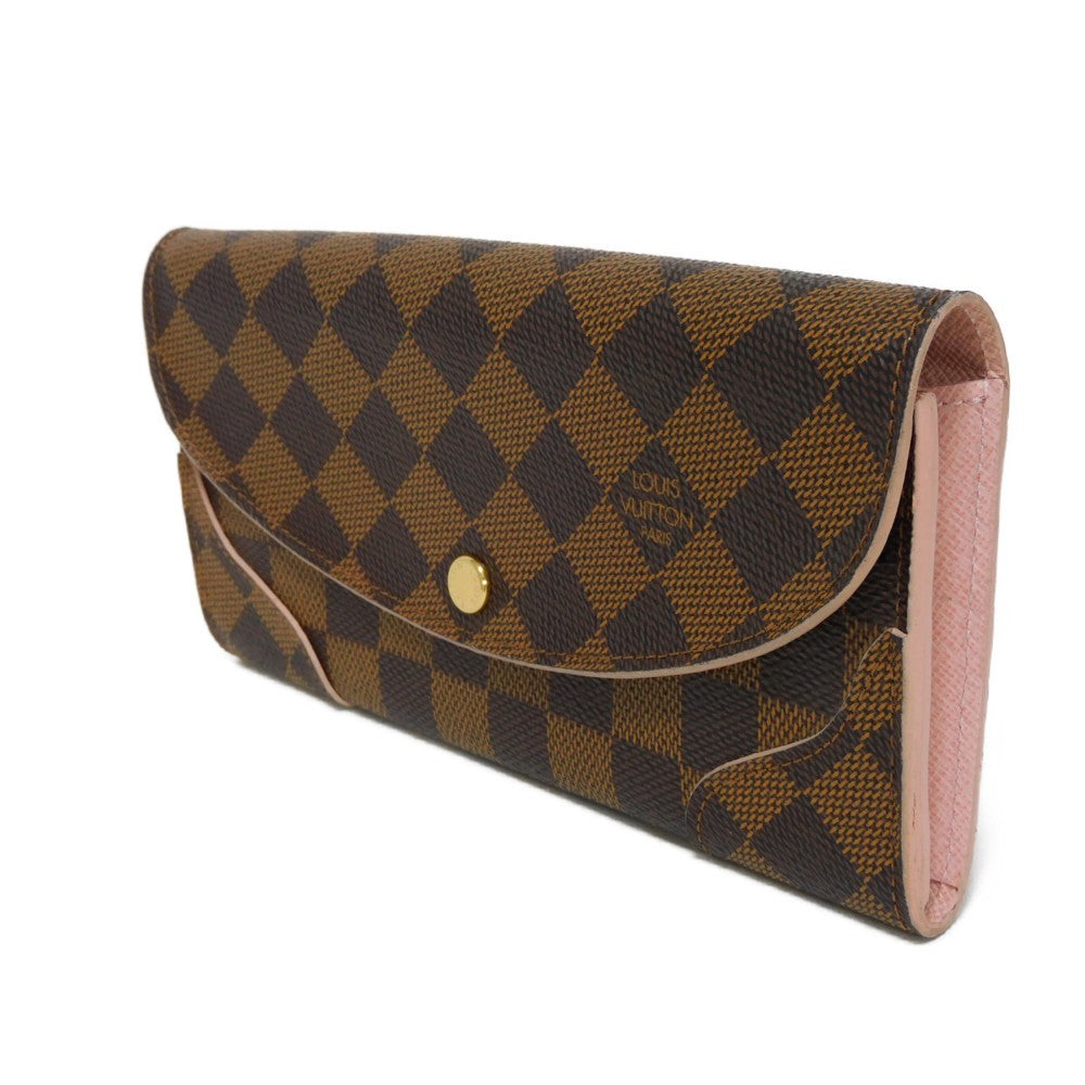 Louis Vuitton Long Wallet Purse N61227 Damier Canvas, Grained Leather (Embossed) Dark Brown Logo