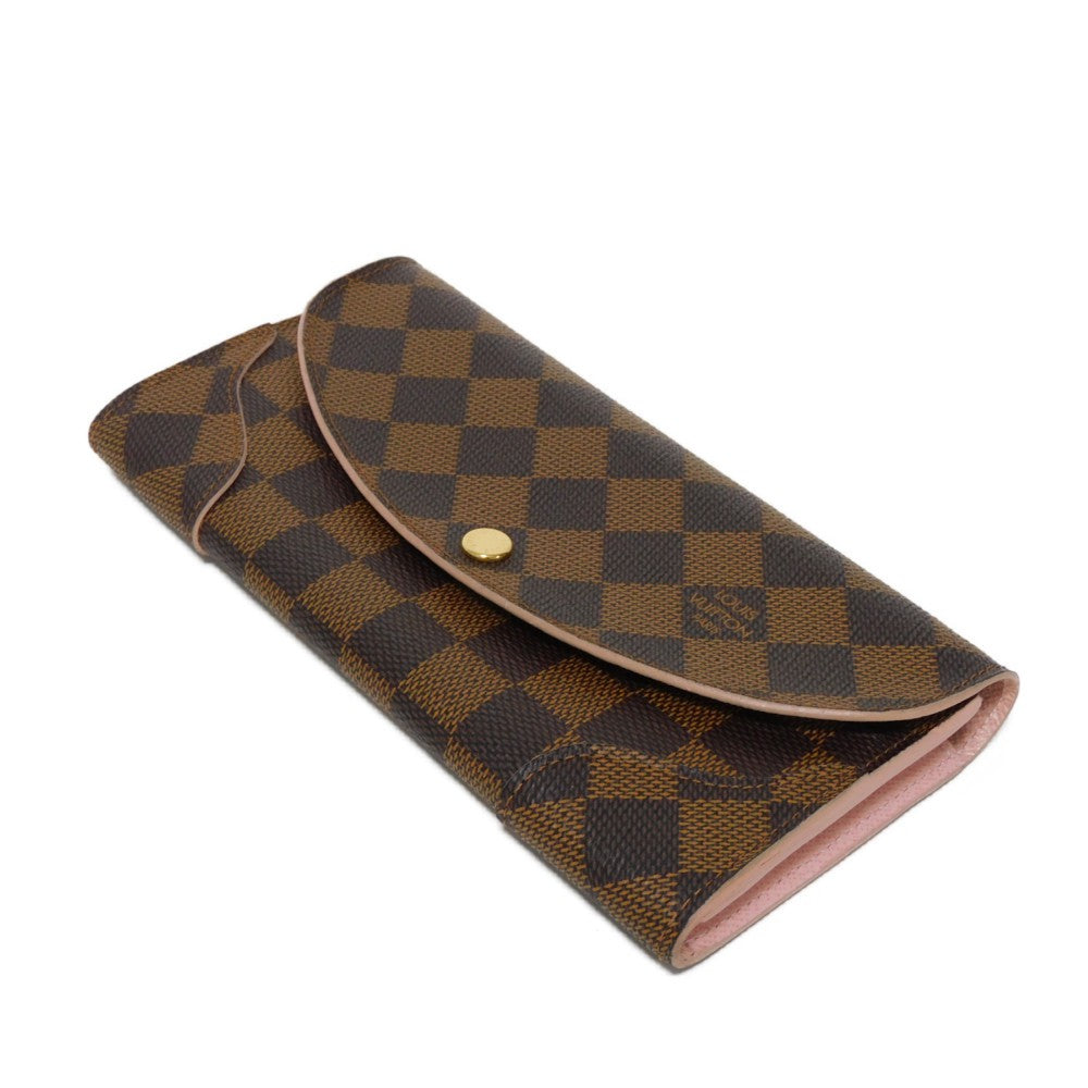 Louis Vuitton Long Wallet Purse N61227 Damier Canvas, Grained Leather (Embossed) Dark Brown Logo