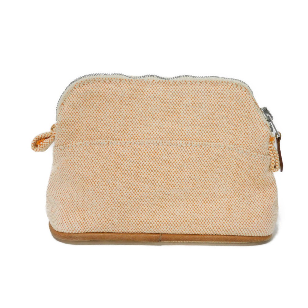 Hermes Clutch Bag Tower Ash Ecru H Logo Embroidered Cotton Orange H Mark Bolide Pouch Minimini 16