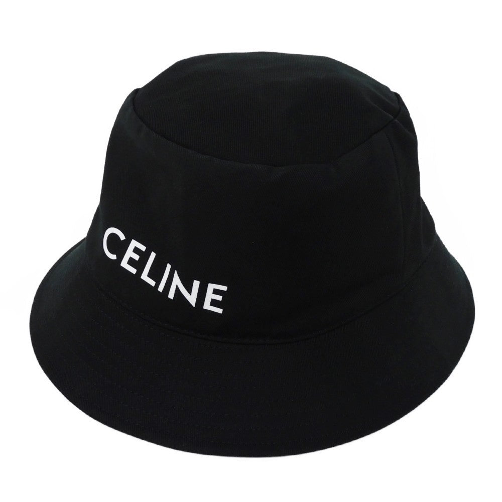 Celine Hat 2Au5B968P.38Ub Cotton Black M 22.8" Gabardine White New Logo Logo Bucket Hat
