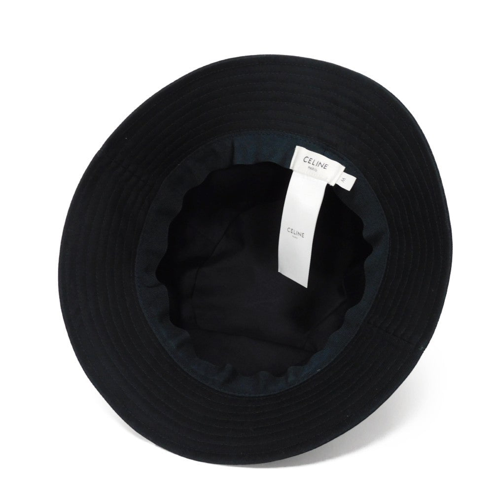 Celine Hat 2Au5B968P.38Ub Cotton Black M 22.8" Gabardine White New Logo Logo Bucket Hat