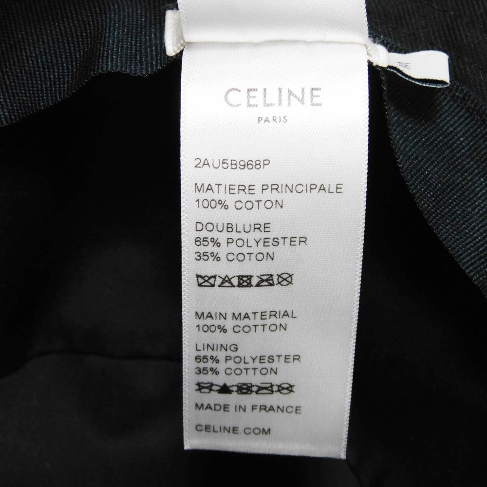 Celine Hat 2Au5B968P.38Ub Cotton Black M 22.8" Gabardine White New Logo Logo Bucket Hat