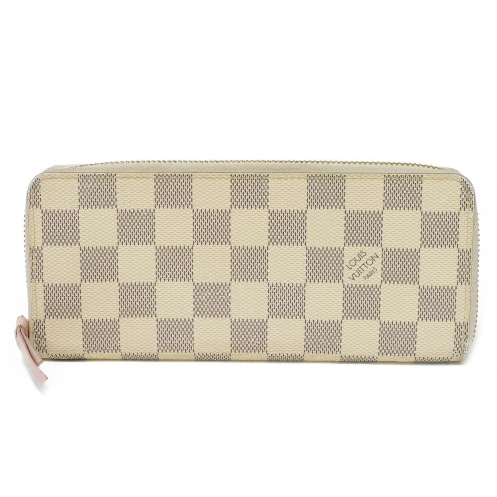 Louis Vuitton Long Wallet Purse N61264 Damier Azur Canvas X Grained Leather (Embossed) Rose