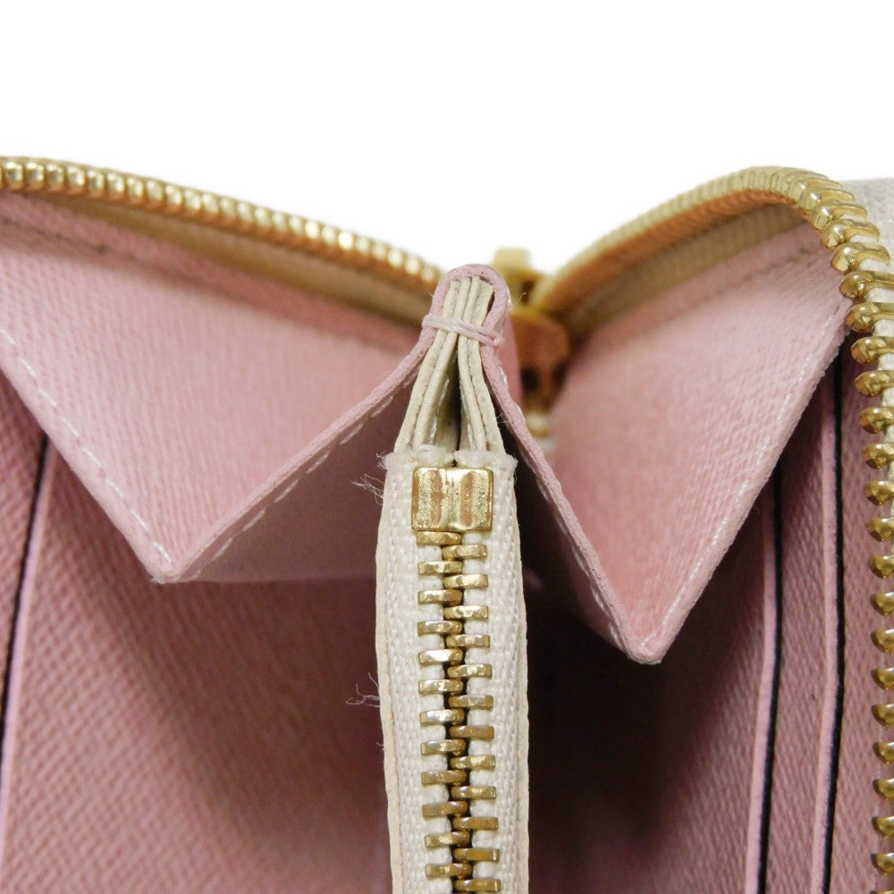 Louis Vuitton Long Wallet Purse N61264 Damier Azur Canvas X Grained Leather (Embossed) Rose