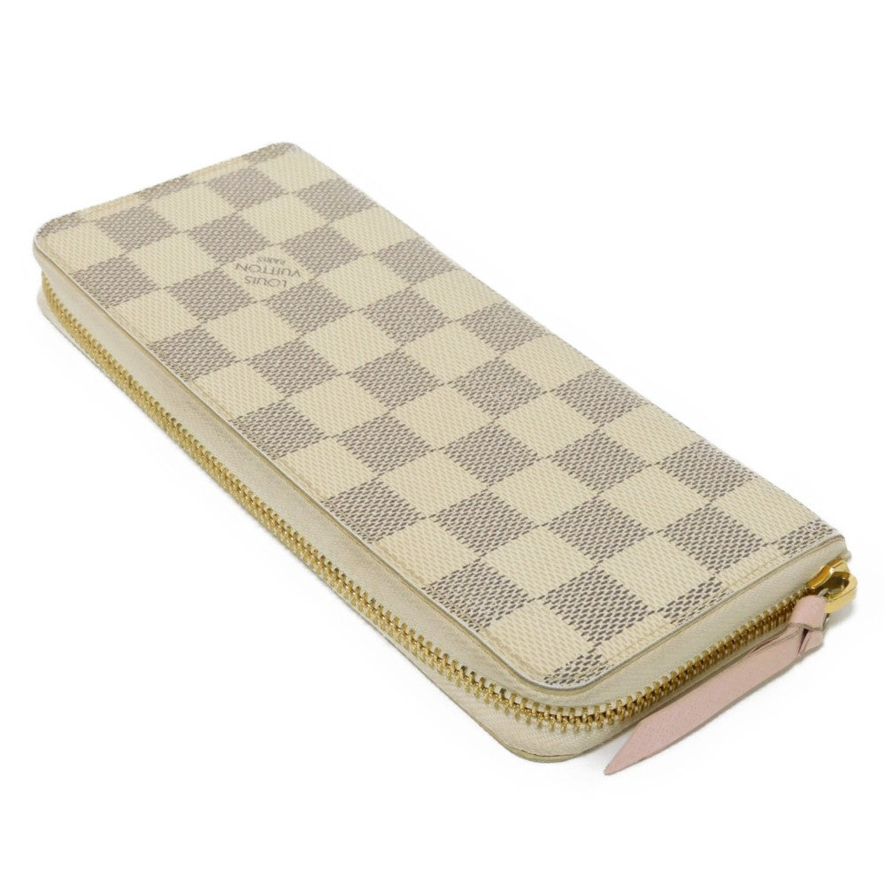Louis Vuitton Long Wallet Purse N61264 Damier Azur Canvas X Grained Leather (Embossed) Rose