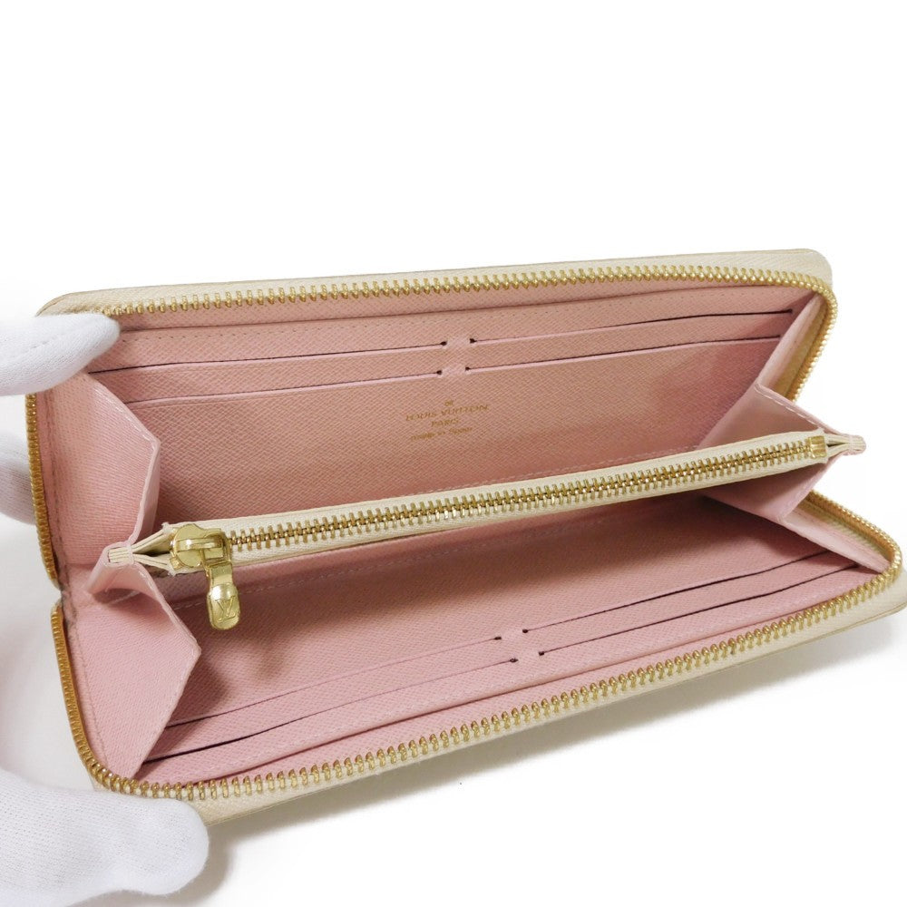 Louis Vuitton Long Wallet Purse N61264 Damier Azur Canvas X Grained Leather (Embossed) Rose