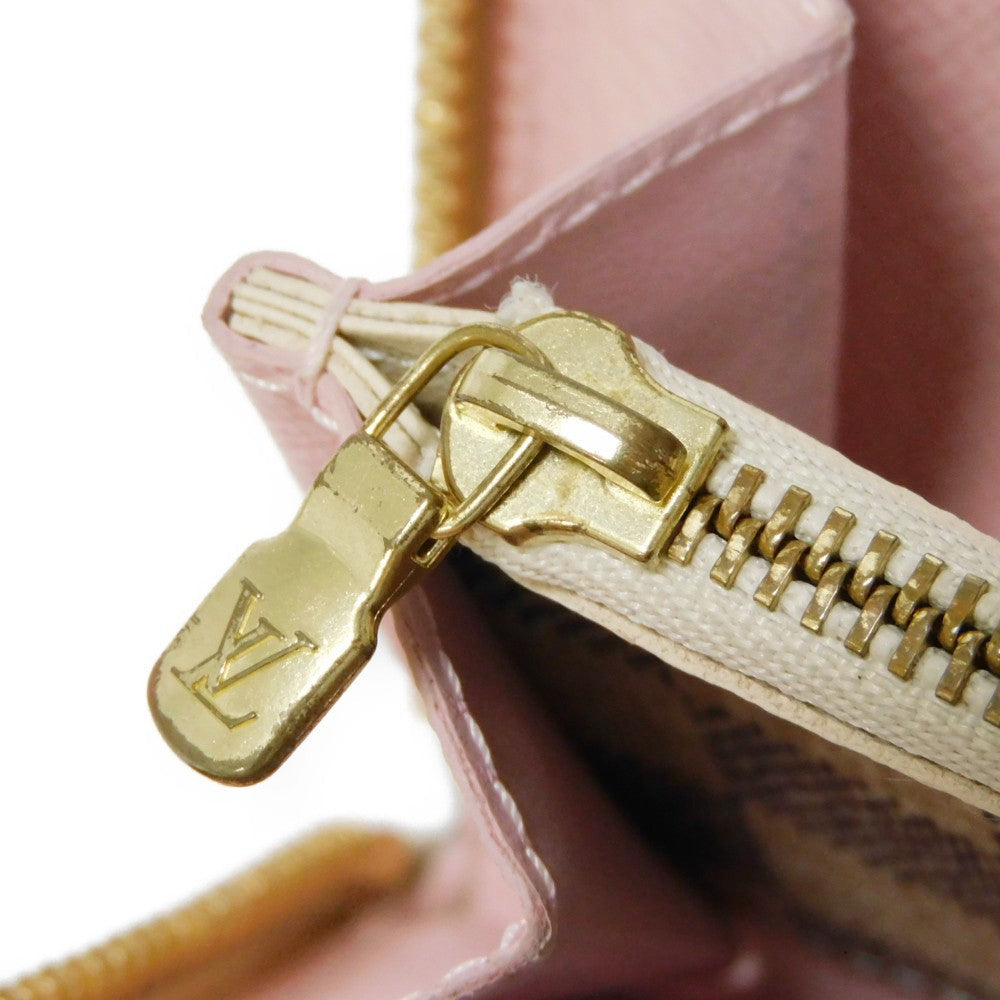 Louis Vuitton Long Wallet Purse N61264 Damier Azur Canvas X Grained Leather (Embossed) Rose