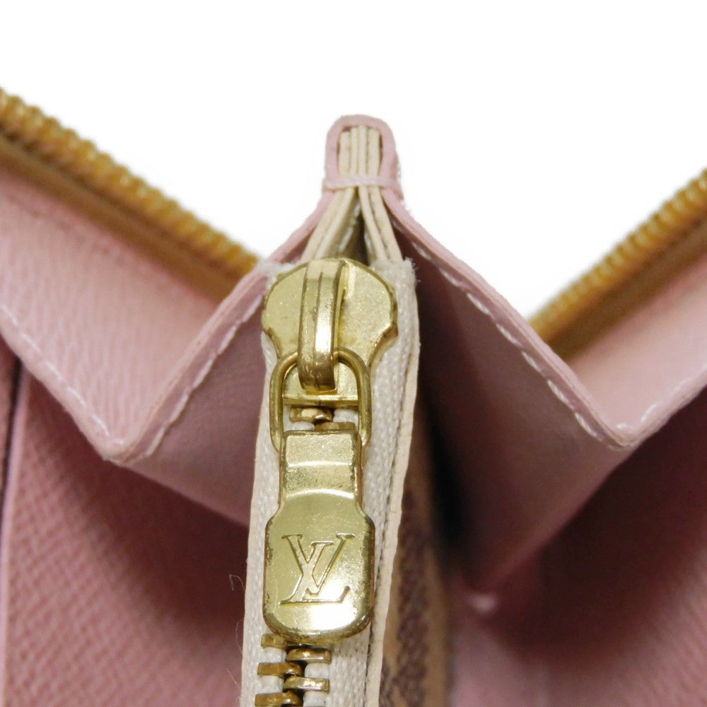 Louis Vuitton Long Wallet Purse N61264 Damier Azur Canvas X Grained Leather (Embossed) Rose