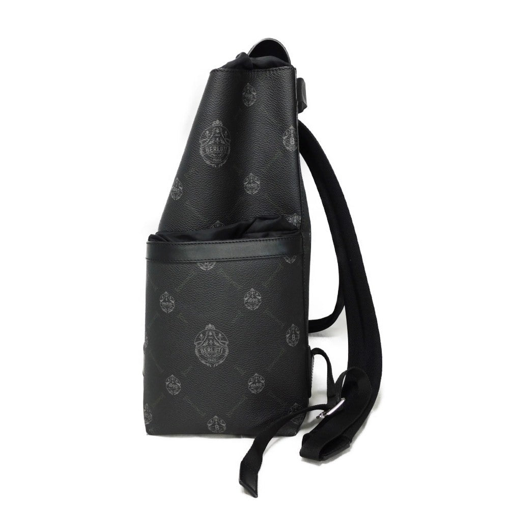 Berluti Backpack Signature Canvas X Venezia Calf Leather Black New Logo Emblem Signature Cocoa