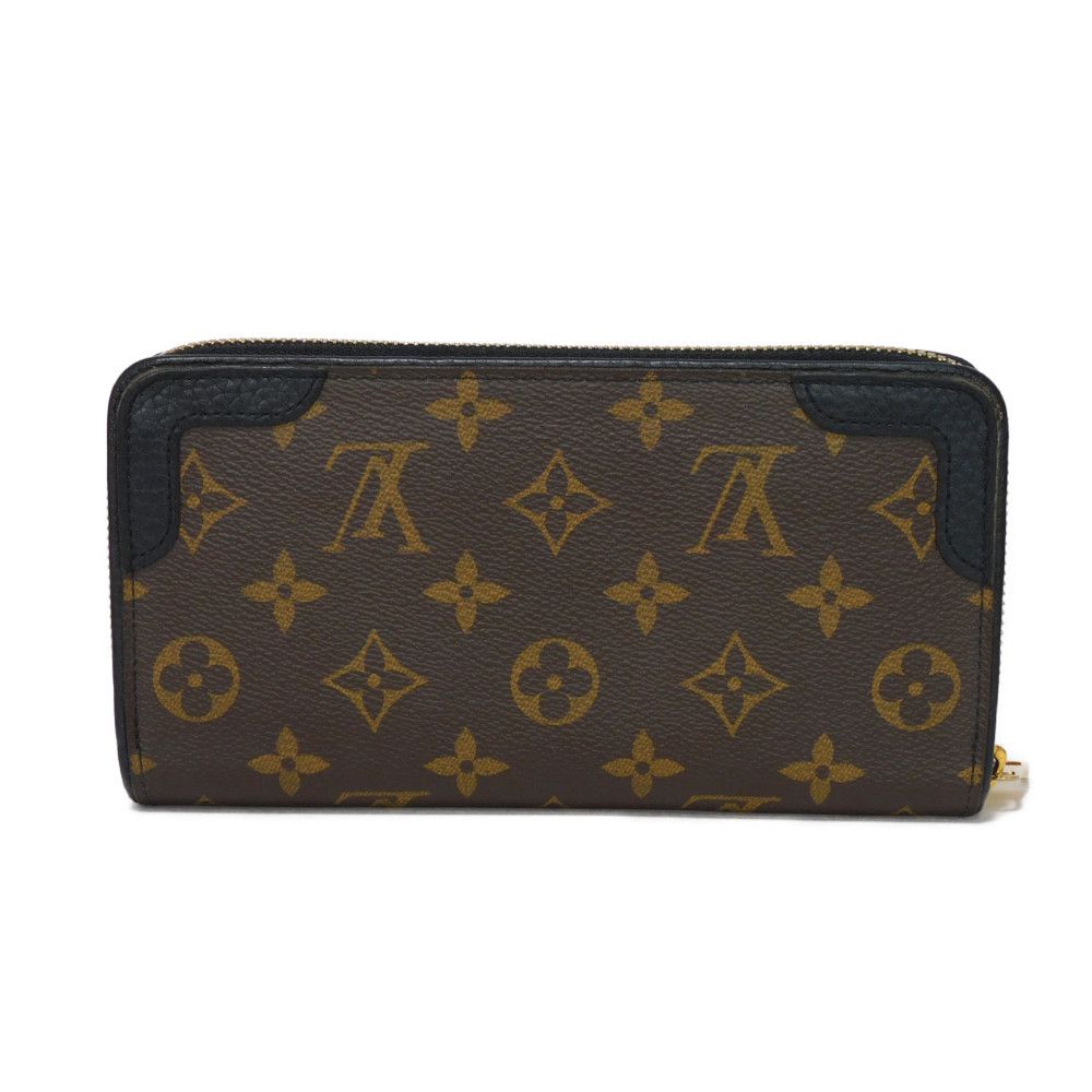 Louis Vuitton Long Wallet Purse M61855 Monogram Canvas X Calfskin Leather Noir Brown Black New Zip