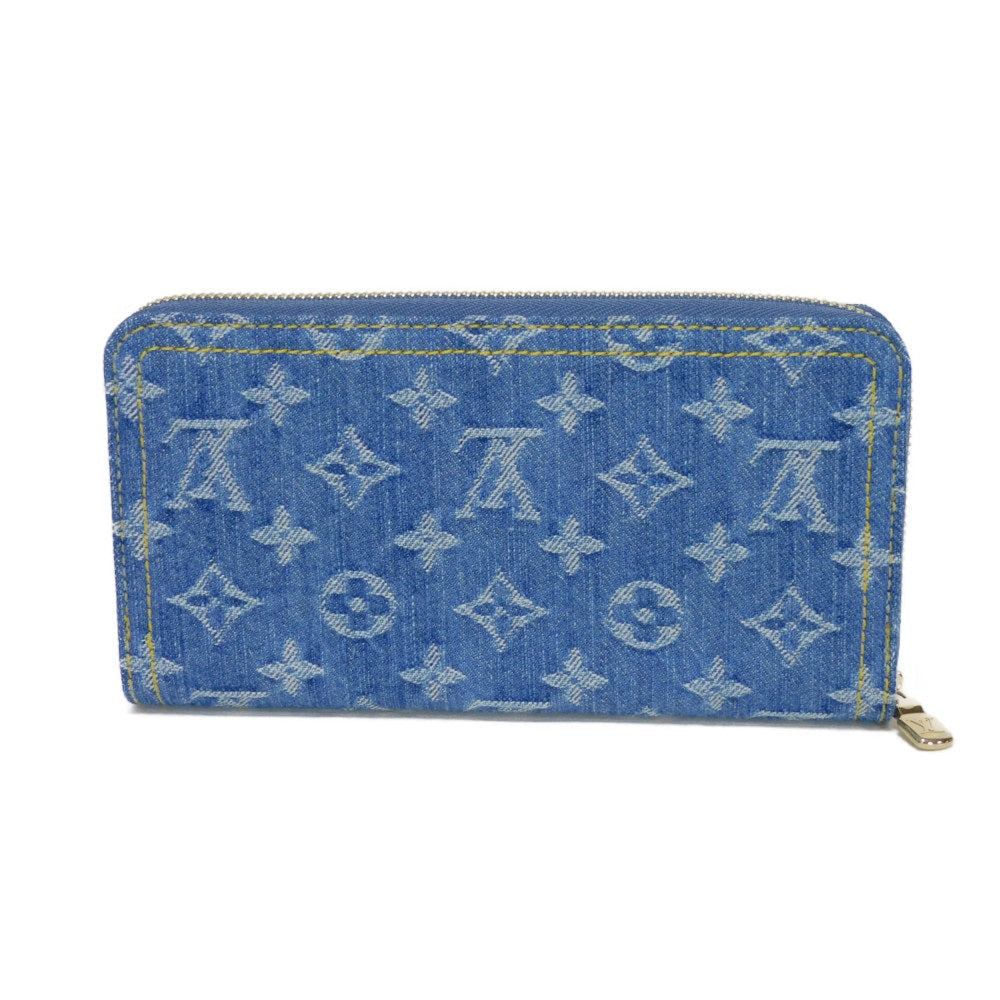Louis Vuitton Long Wallet Purse M23161 Monogram Denim Canvas And Grained Leather Blue Takashi