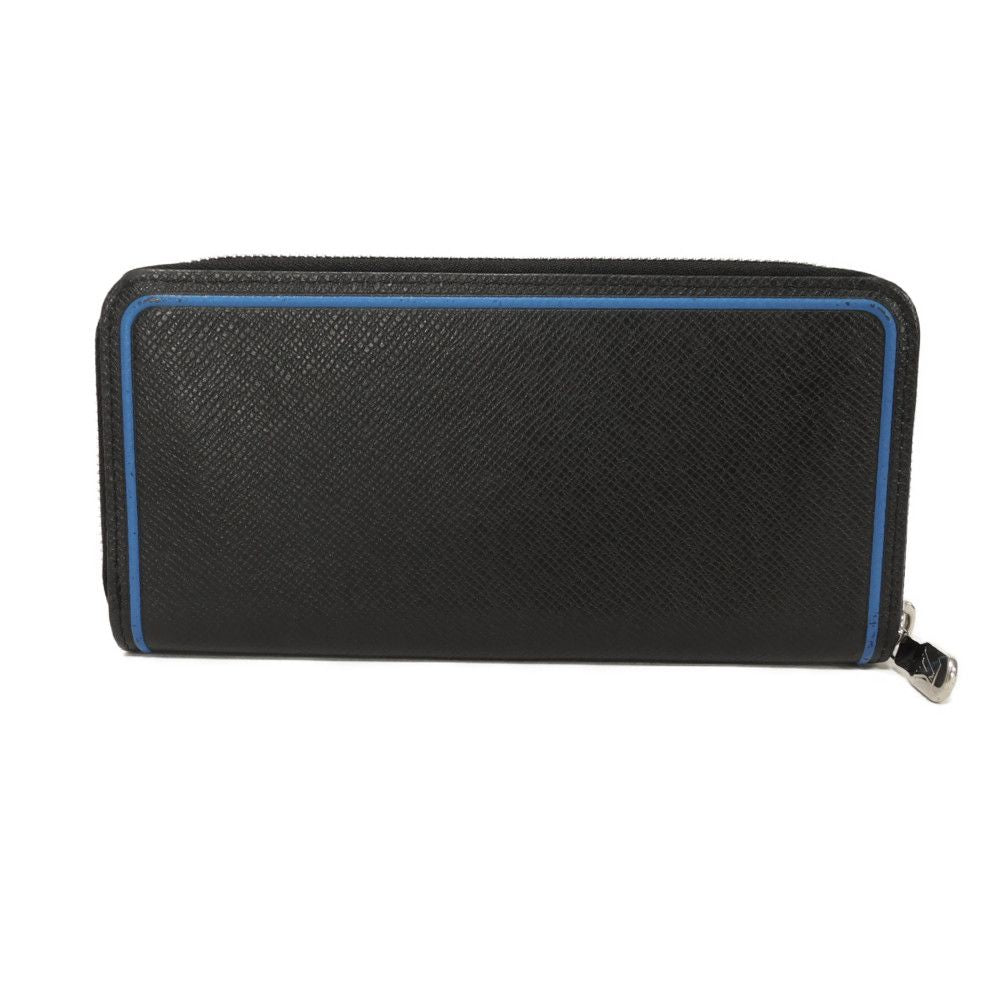 Louis Vuitton Long Wallet Purse M30070 Taiga Leather (Stamped) Noir New Zip Around Black Blue Taiga