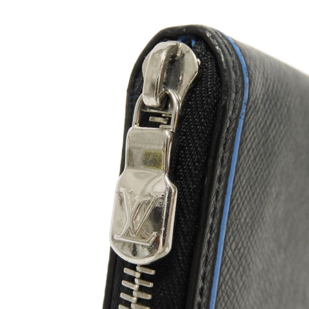 Louis Vuitton Long Wallet Purse M30070 Taiga Leather (Stamped) Noir New Zip Around Black Blue Taiga
