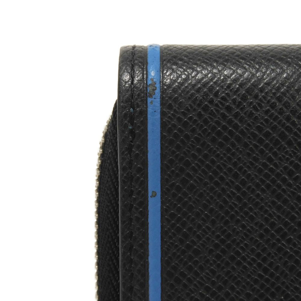 Louis Vuitton Long Wallet Purse M30070 Taiga Leather (Stamped) Noir New Zip Around Black Blue Taiga