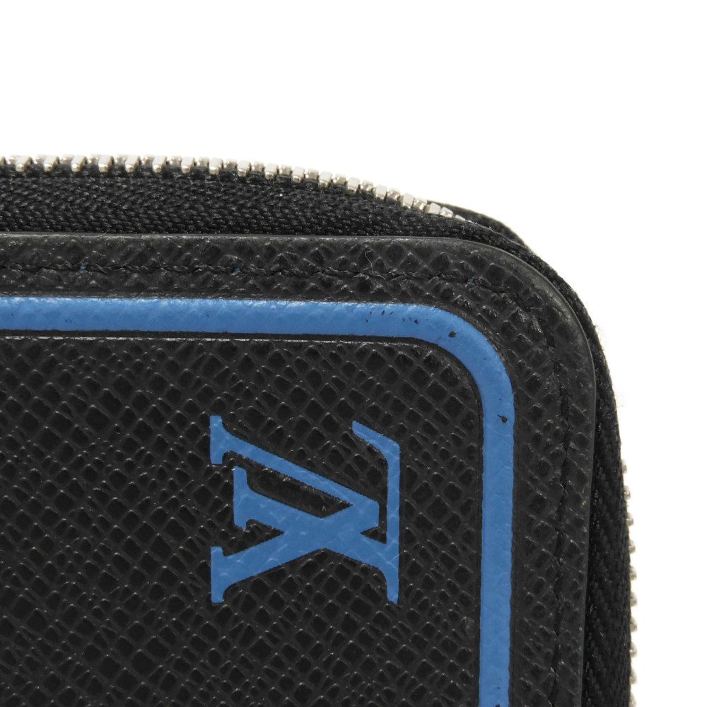Louis Vuitton Long Wallet Purse M30070 Taiga Leather (Stamped) Noir New Zip Around Black Blue Taiga