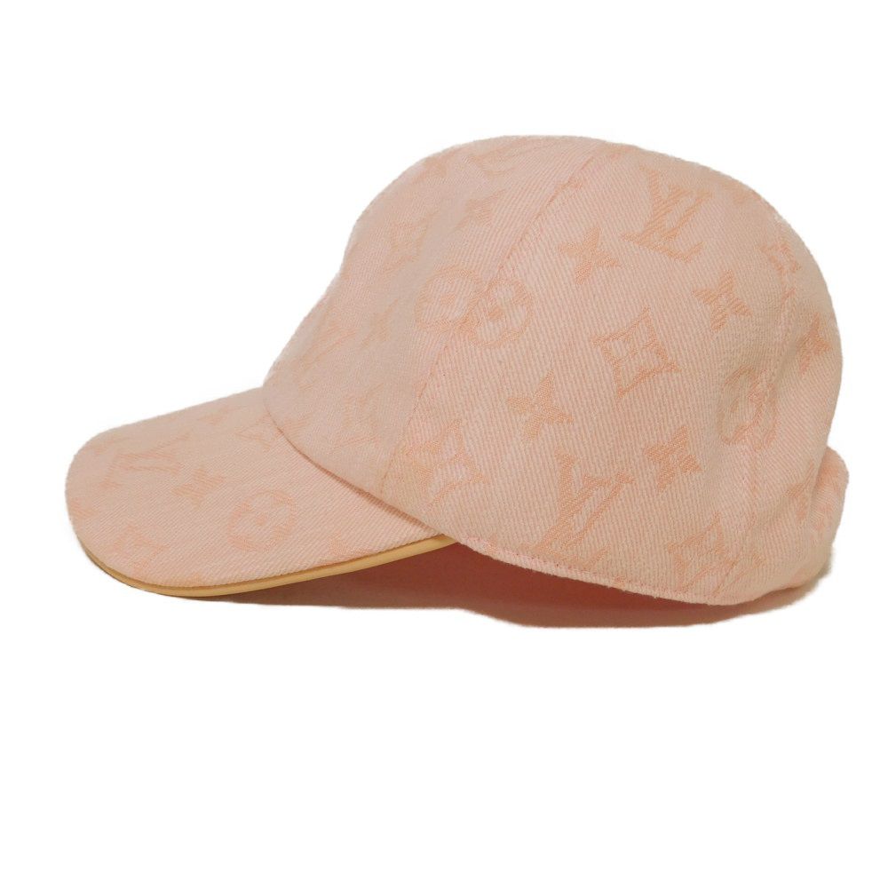 Louis Vuitton Hat Cotton Pink Lv Logo Flower In Good Condition Monogram Jacquard Denim Be My Cap