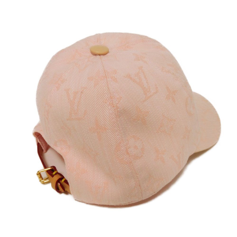 Louis Vuitton Hat Cotton Pink Lv Logo Flower In Good Condition Monogram Jacquard Denim Be My Cap