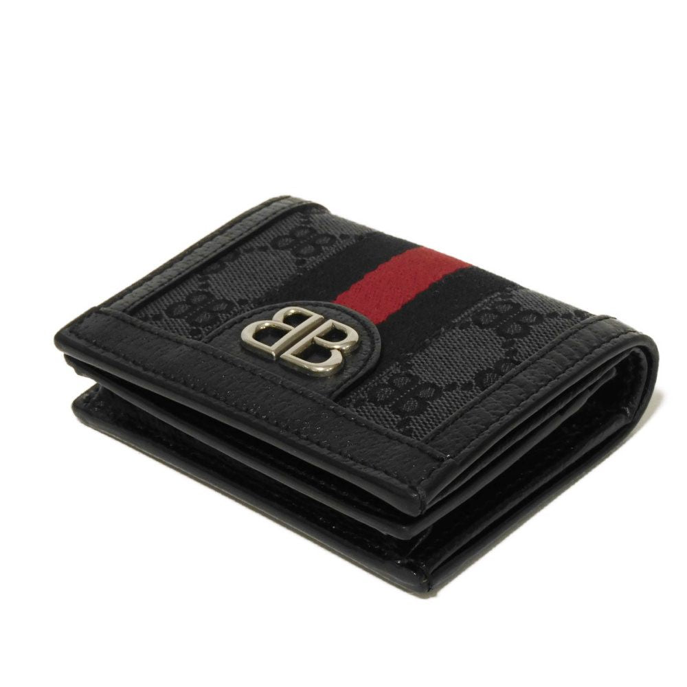 Balenciaga Bifold Wallet 680385 2103X 1000 Gg Canvas X Calf Leather Black Bb Gg Canvas Gucci The