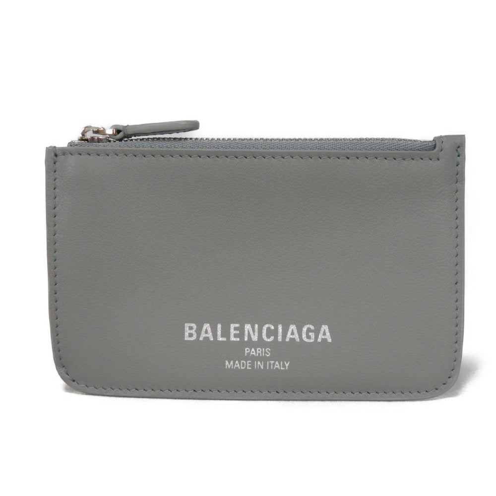 Balenciaga Coin Case 810902 2Abgg 1181 Smooth Scarf Skin Gray Current Unused New Logo Foil Stamping