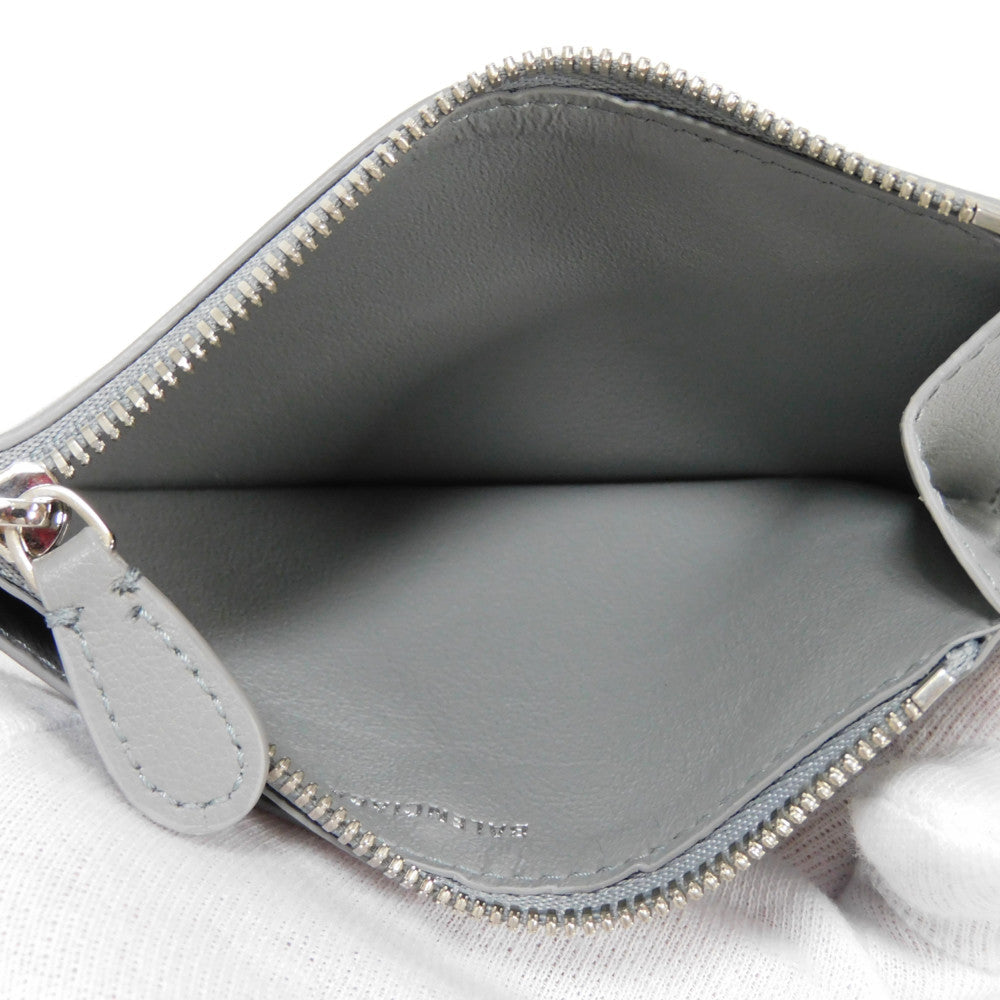 Balenciaga Coin Case 810902 2Abgg 1181 Smooth Scarf Skin Gray Current Unused New Logo Foil Stamping