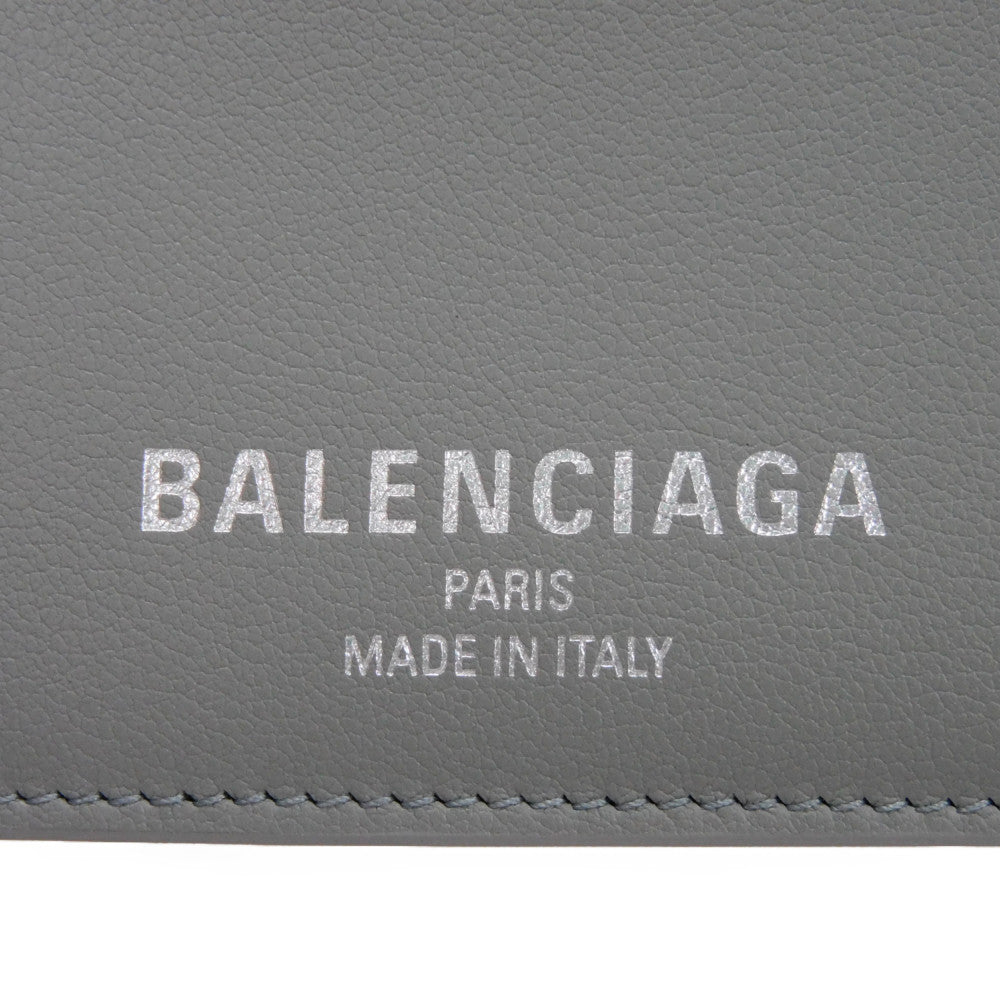 Balenciaga Coin Case 810902 2Abgg 1181 Smooth Scarf Skin Gray Current Unused New Logo Foil Stamping