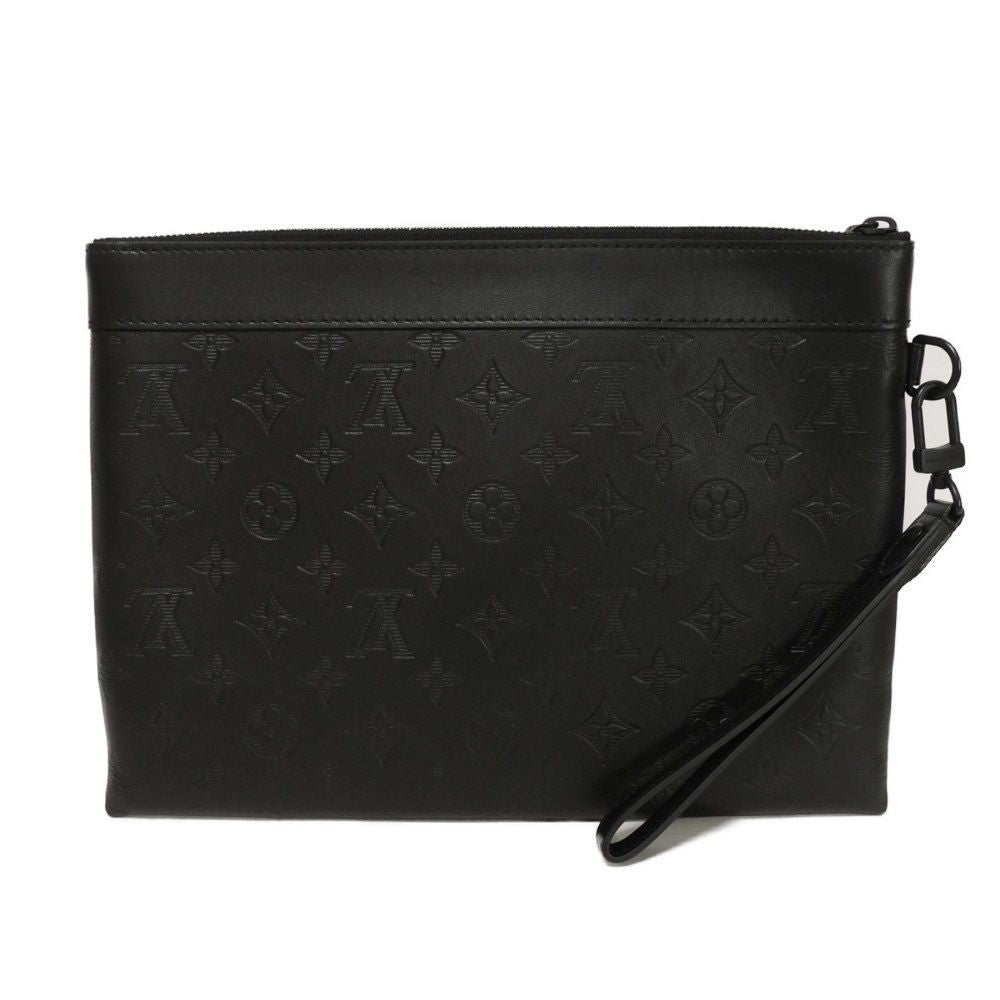 Louis Vuitton Clutch Bag M81570 Shadow Leather (Monogram Embossing) Noir Current Lv Logo Black