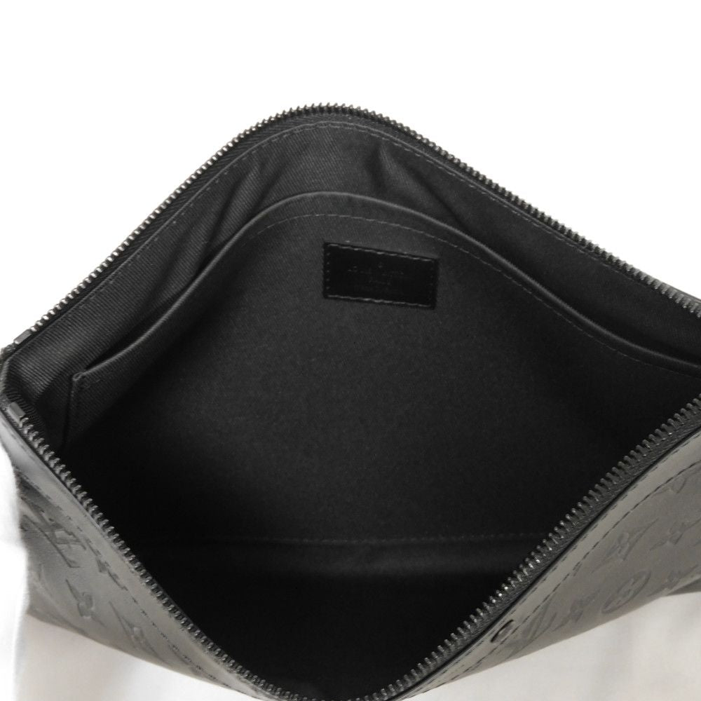 Louis Vuitton Clutch Bag M81570 Shadow Leather (Monogram Embossing) Noir Current Lv Logo Black