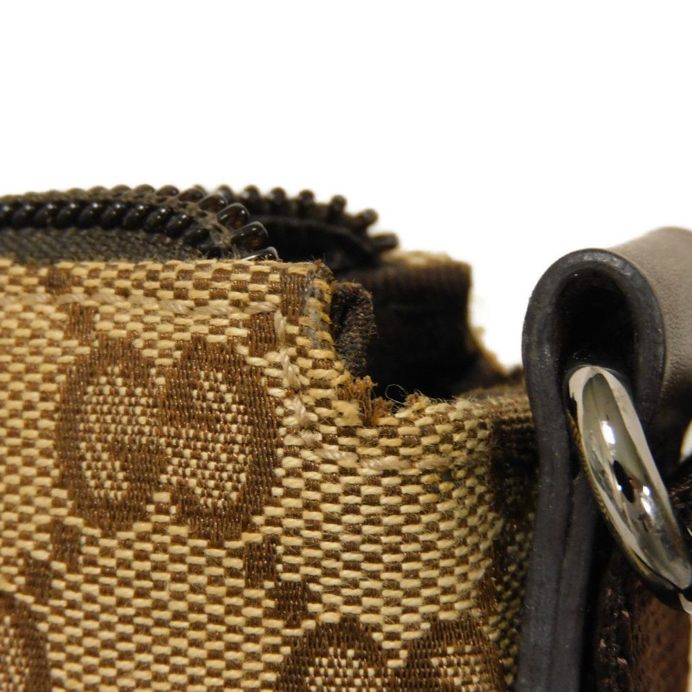 Gucci Shoulder Bag 145857 Gg Canvas X Calf Leather Beige Gg Canvas Perforated Leather Messenger Bag