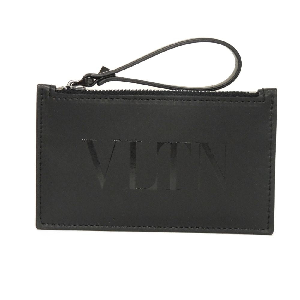 Valentino Coin Case 1Y0P0540Bhy Smooth Calfskin Leather Black Calfskin Rfid Unused One Studs Vltn