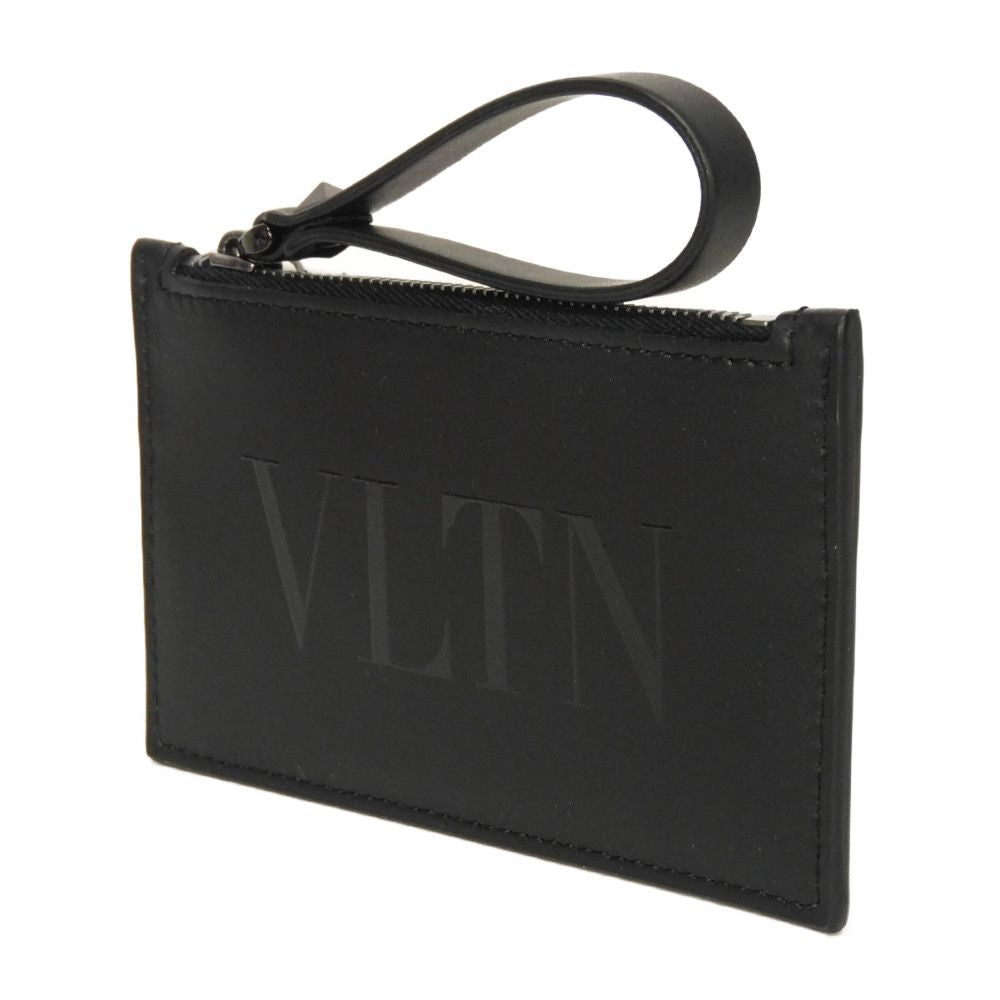 Valentino Coin Case 1Y0P0540Bhy Smooth Calfskin Leather Black Calfskin Rfid Unused One Studs Vltn