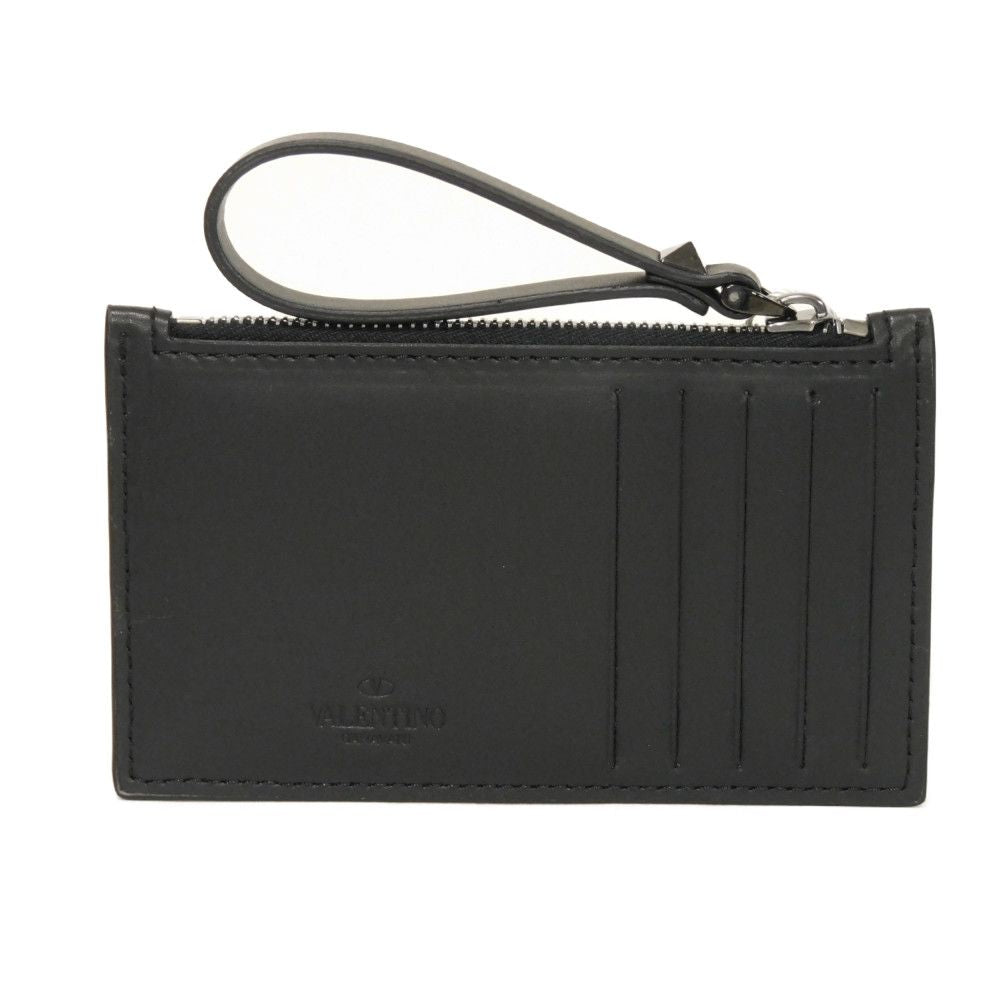 Valentino Coin Case 1Y0P0540Bhy Smooth Calfskin Leather Black Calfskin Rfid Unused One Studs Vltn