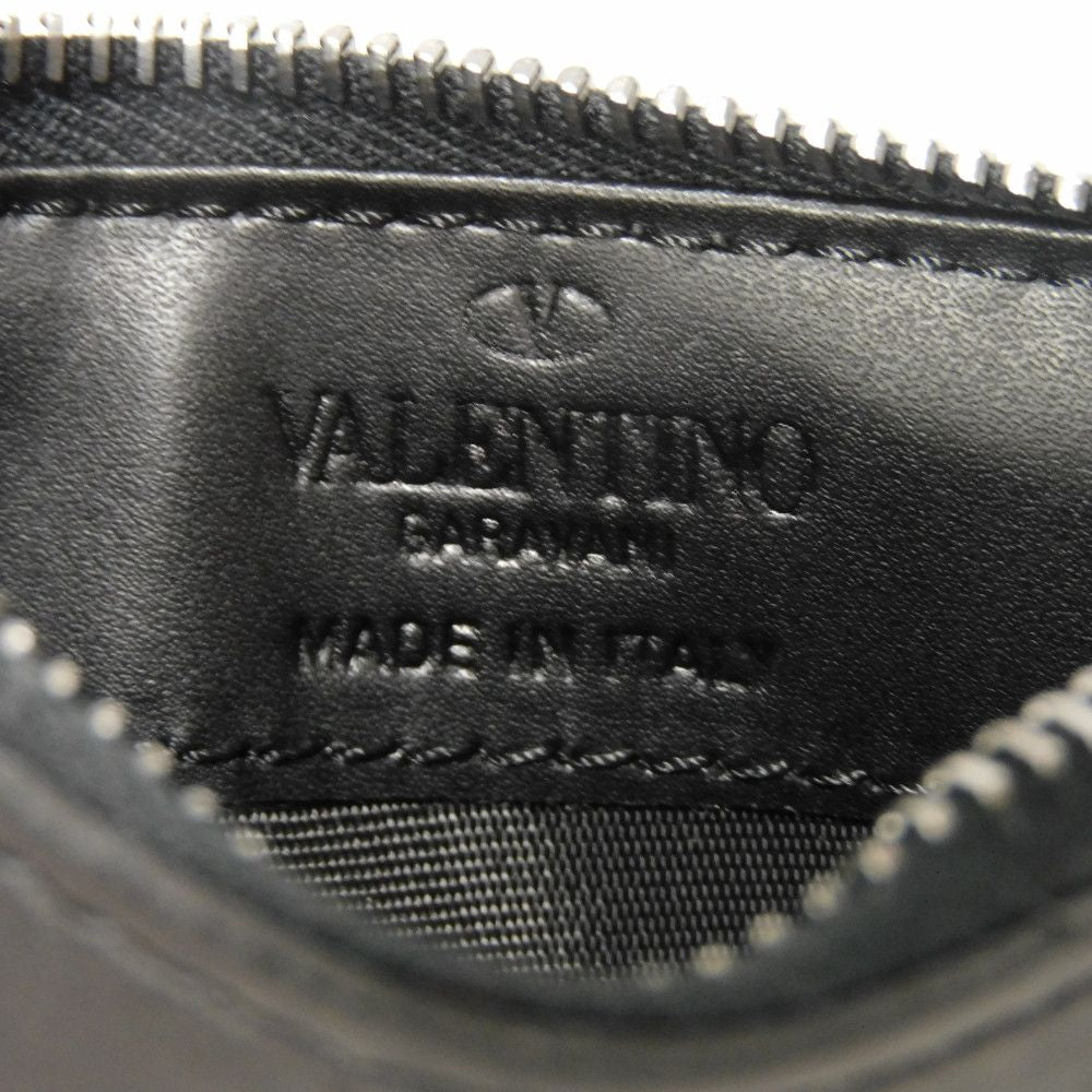 Valentino Coin Case 1Y0P0540Bhy Smooth Calfskin Leather Black Calfskin Rfid Unused One Studs Vltn