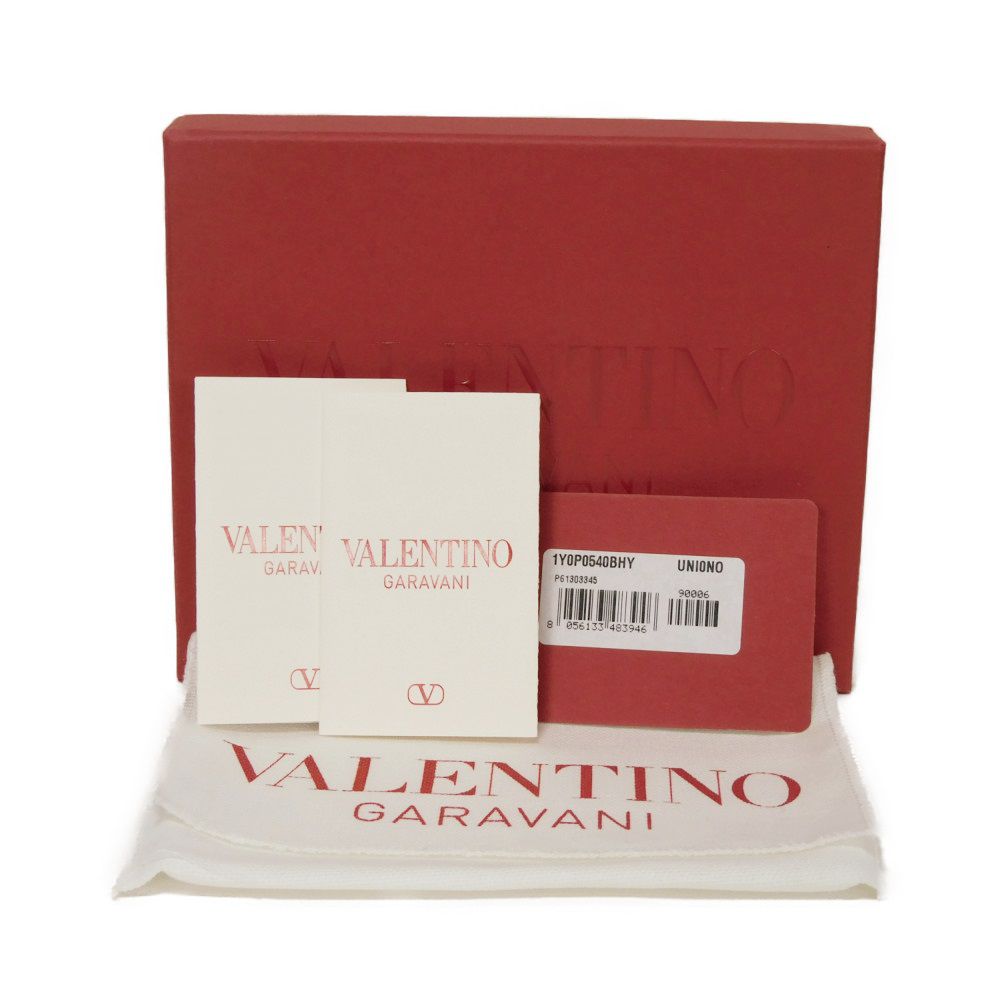 Valentino Coin Case 1Y0P0540Bhy Smooth Calfskin Leather Black Calfskin Rfid Unused One Studs Vltn