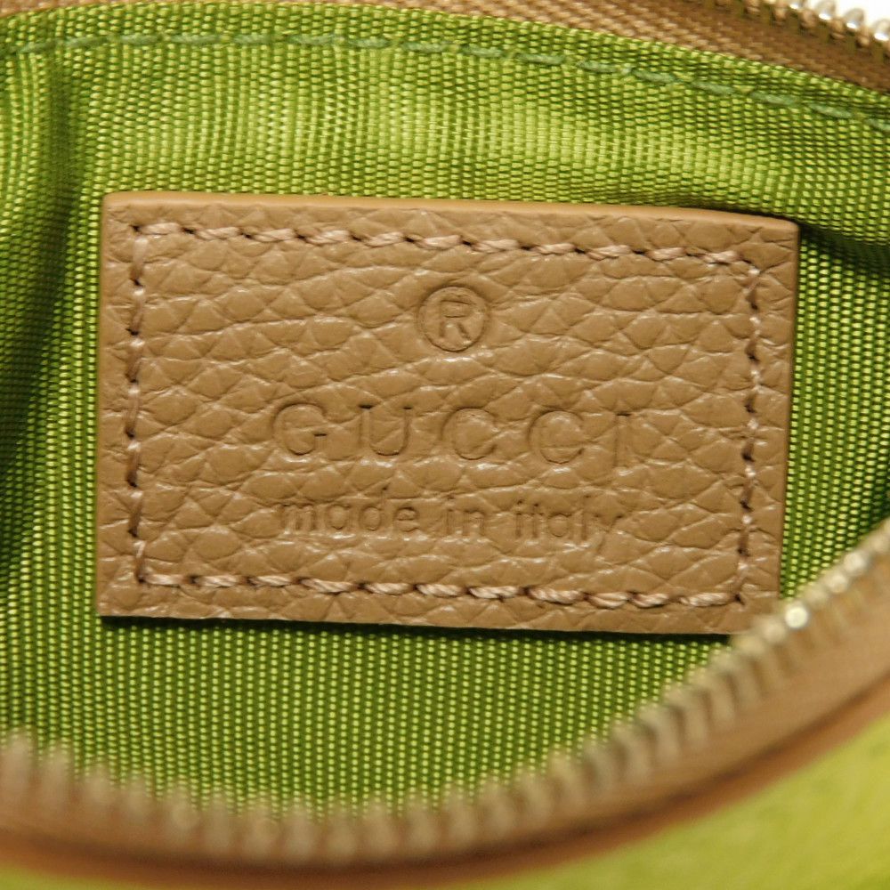 Gucci Coin Case 837966 Aae5F 2843 Calf Leather (Embossed) Beige Current Bicolor Green Keyring