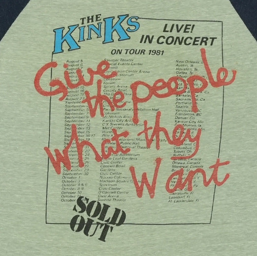 1981 The Kinks Give The People What They Want Tour Jersey Shirt