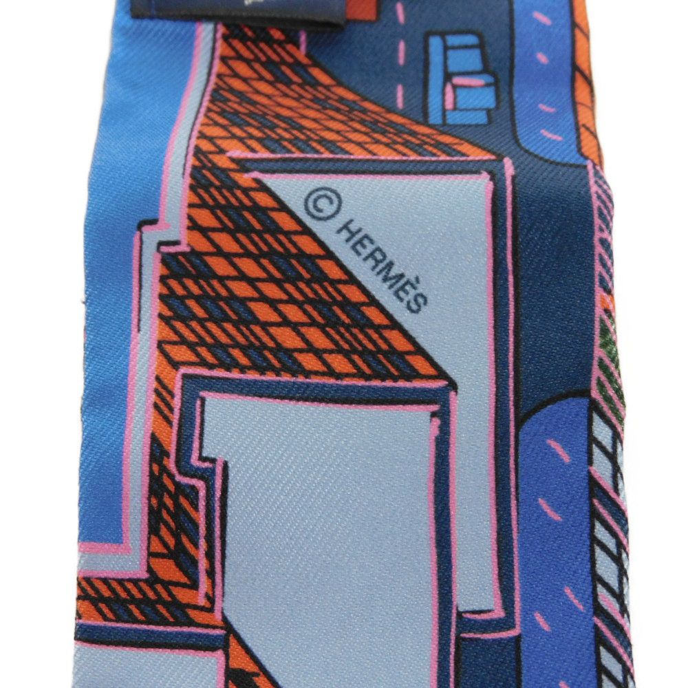 Hermes Scarf Silk Blue X Rose X Veil Pantin City Twilly