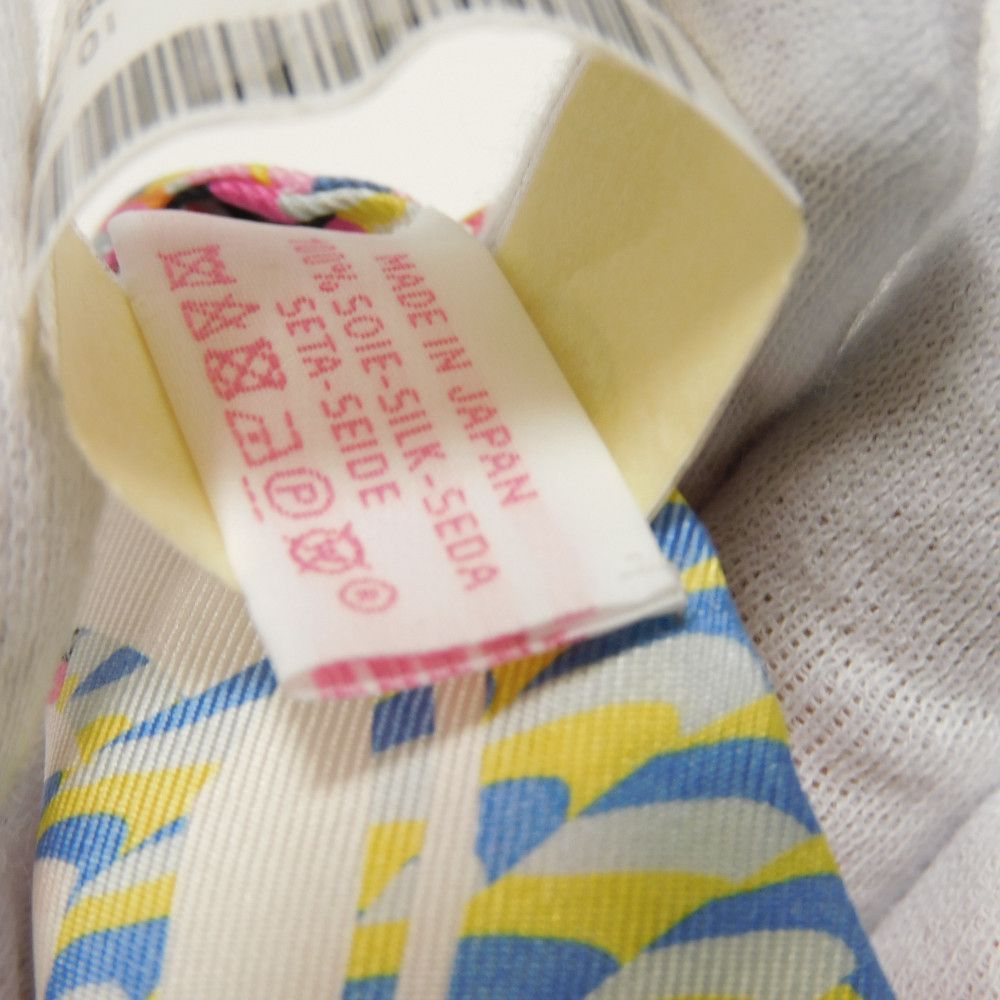 Hermes Scarf Silk Rose X White X Blue Kyoto Marble Twilly