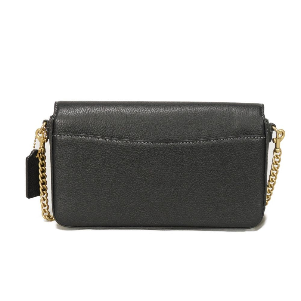 Coach Shoulder Bag Cao01 Polished Pebble Leather X Signature Coated Canvas Black Signature Mila