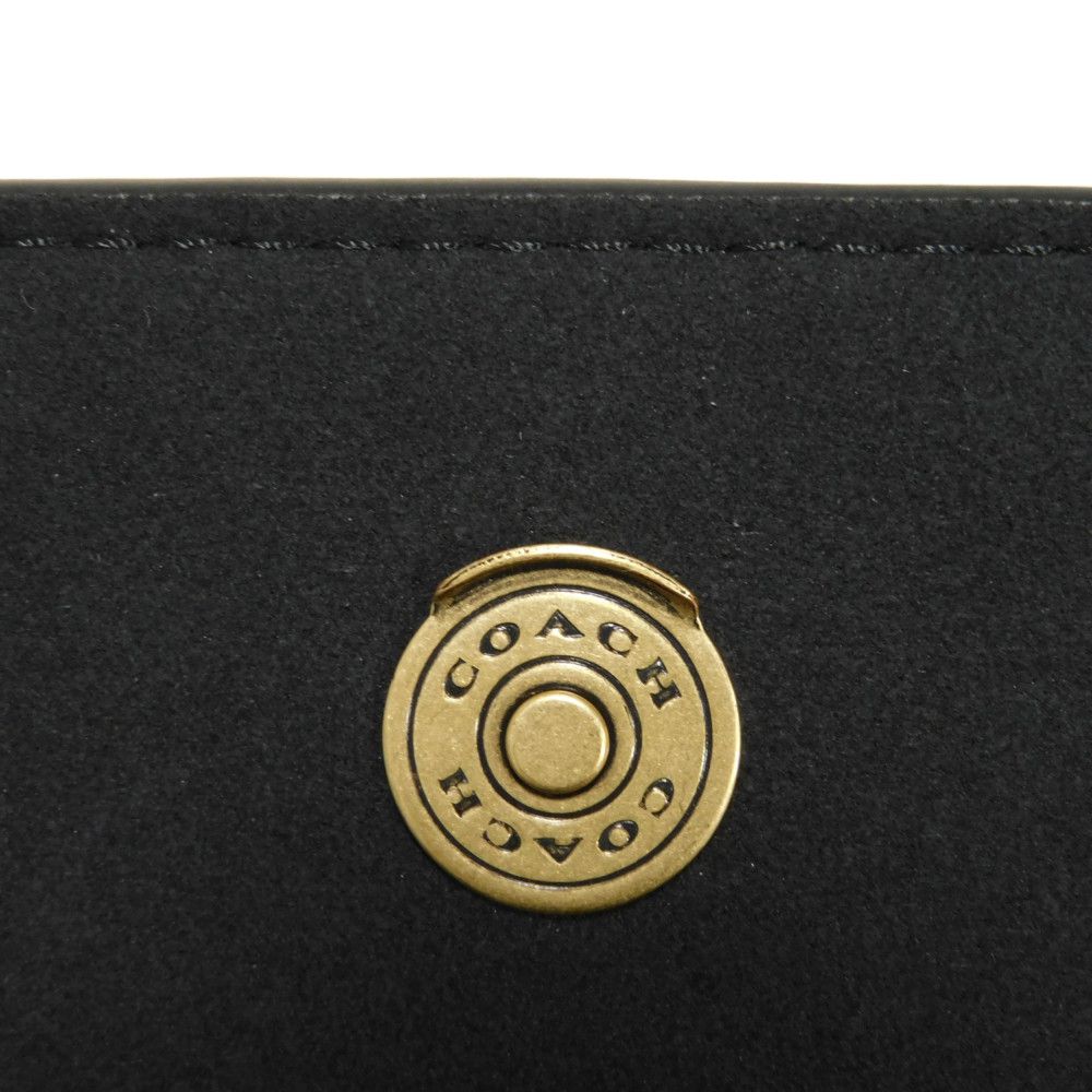Coach Shoulder Bag Cao01 Polished Pebble Leather X Signature Coated Canvas Black Signature Mila