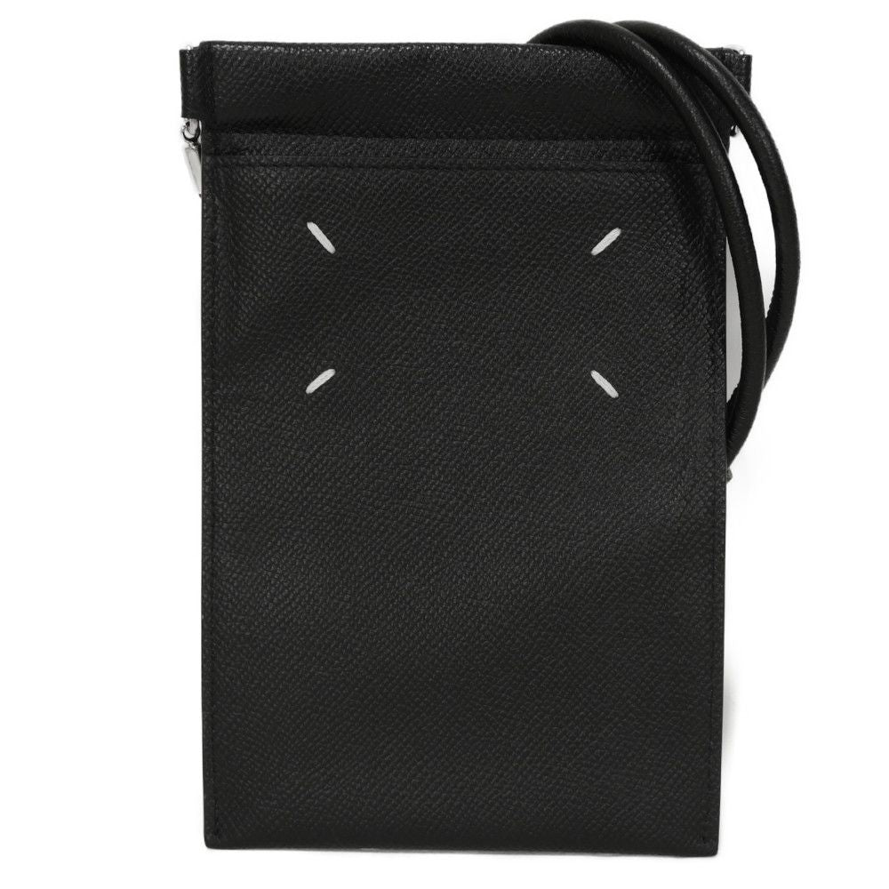 Martin Margiela Shoulder Bag Sa1Vz0002 Grainy Calf Leather Black 4Stitch Smartphone Pouch