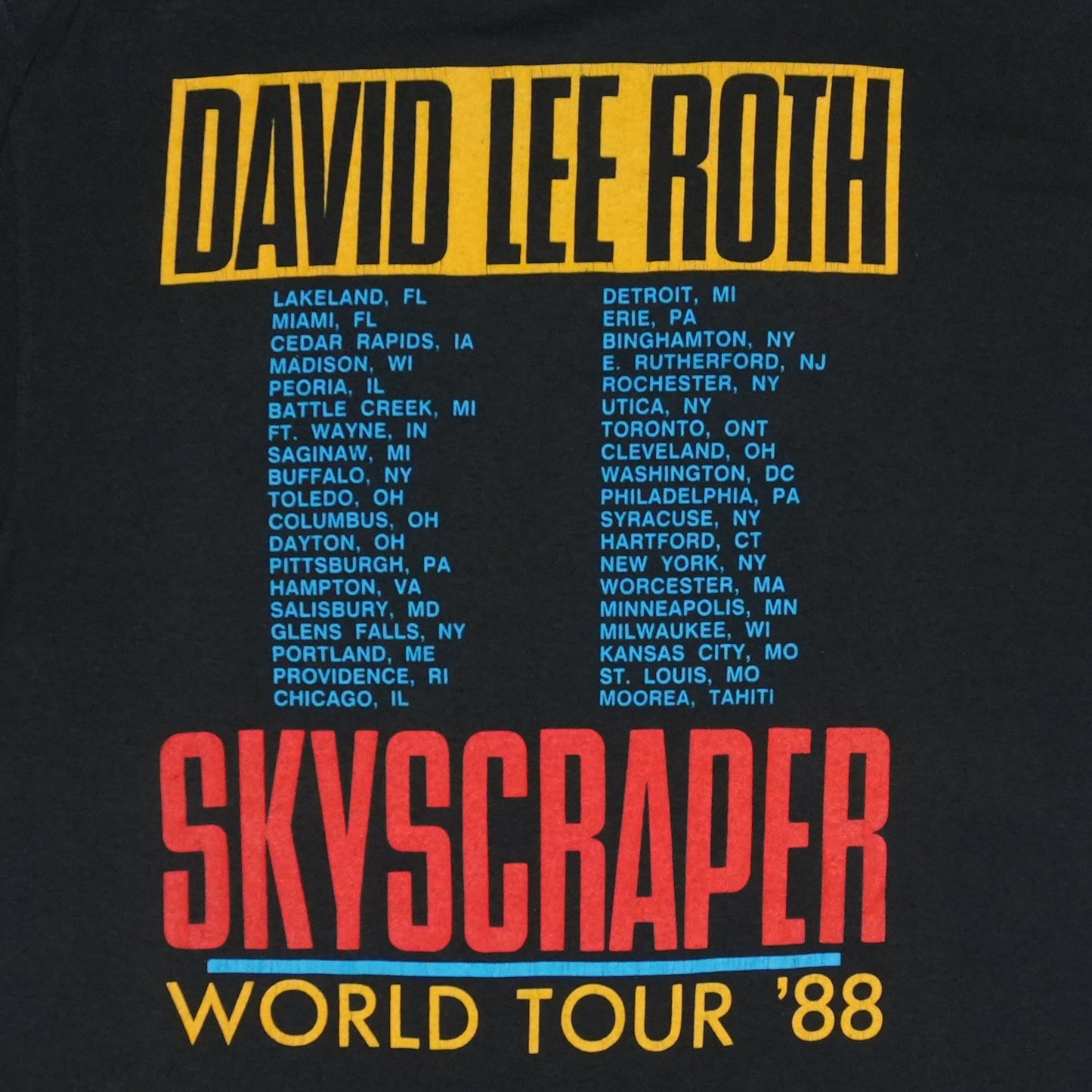 1988 David Lee Roth Skyscraper Tour Shirt