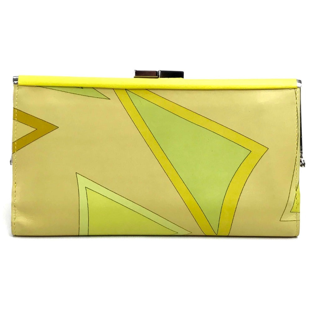 Emilio Pucci Long Wallet Purse Leather Yellow Type Gamaguchi Women