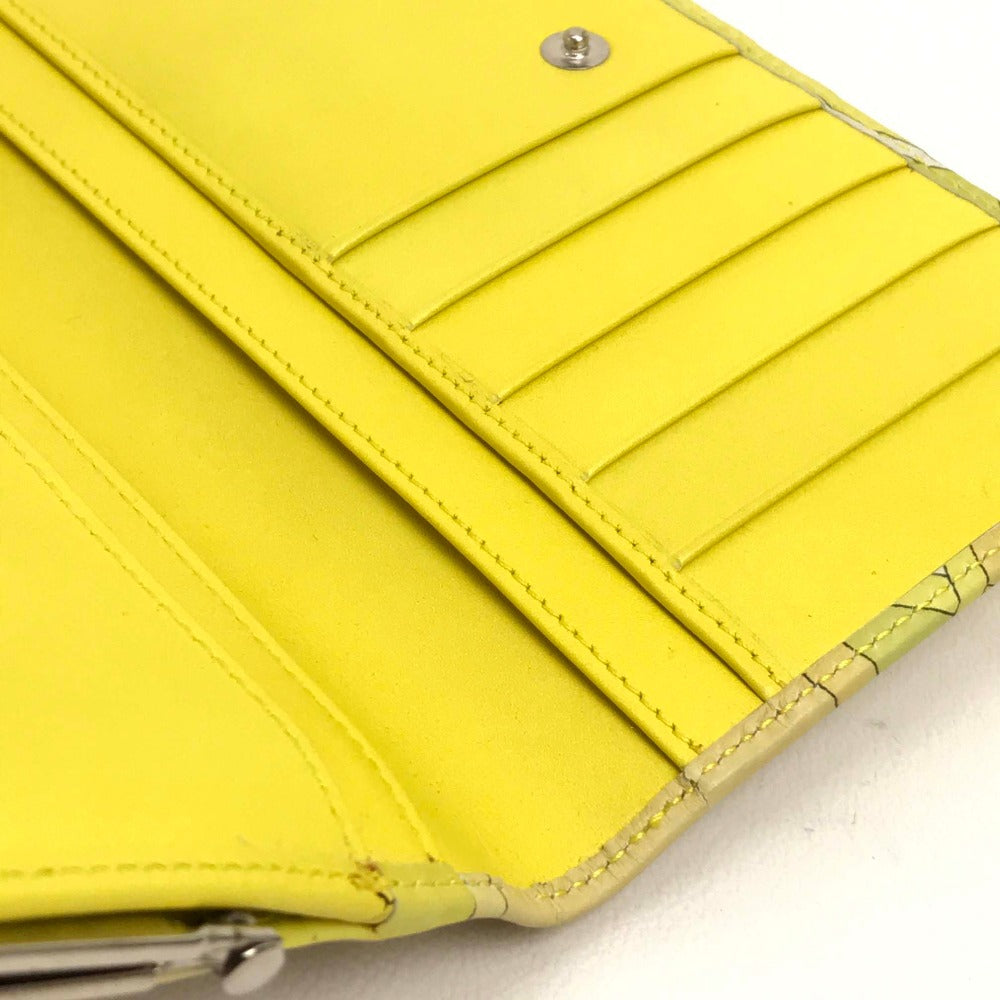 Emilio Pucci Long Wallet Purse Leather Yellow Type Gamaguchi Women