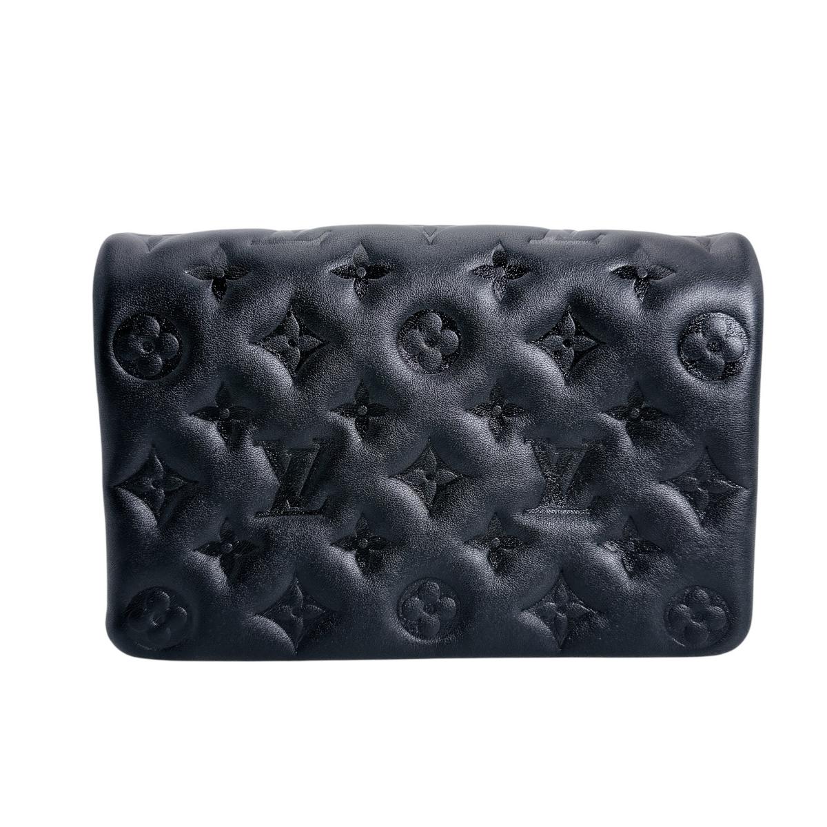 Louis Vuitton Shoulder Bag M82116 Lambskin Black Monogram Pochette Coussin